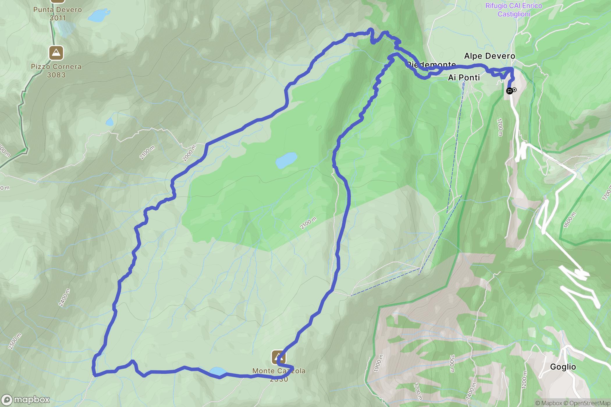 Alpe Devero : carte du parcours de randonnée - Italy