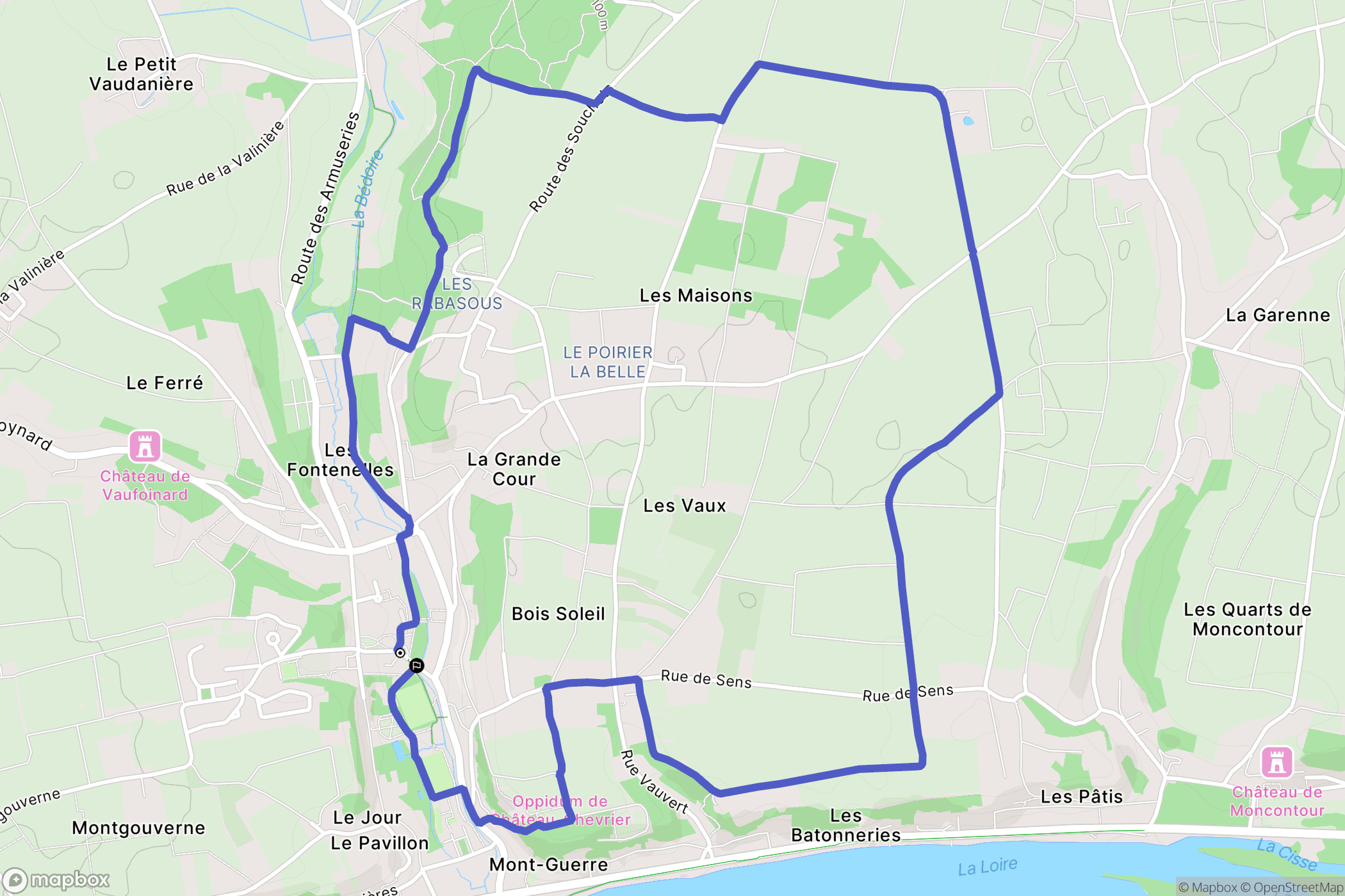 Rochecorbon : carte du parcours de randonnée - France