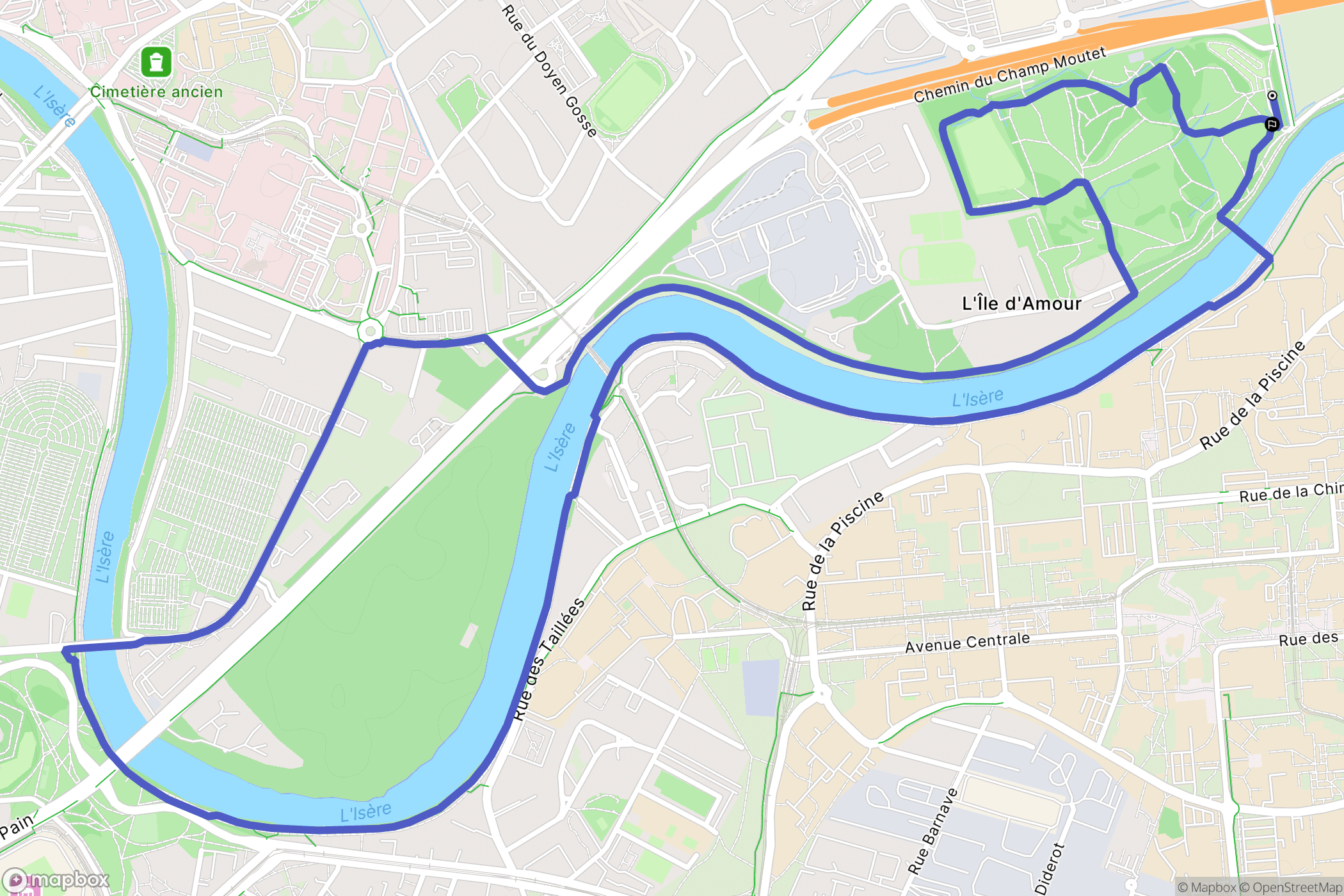 Meylan : carte du parcours de randonnée - France