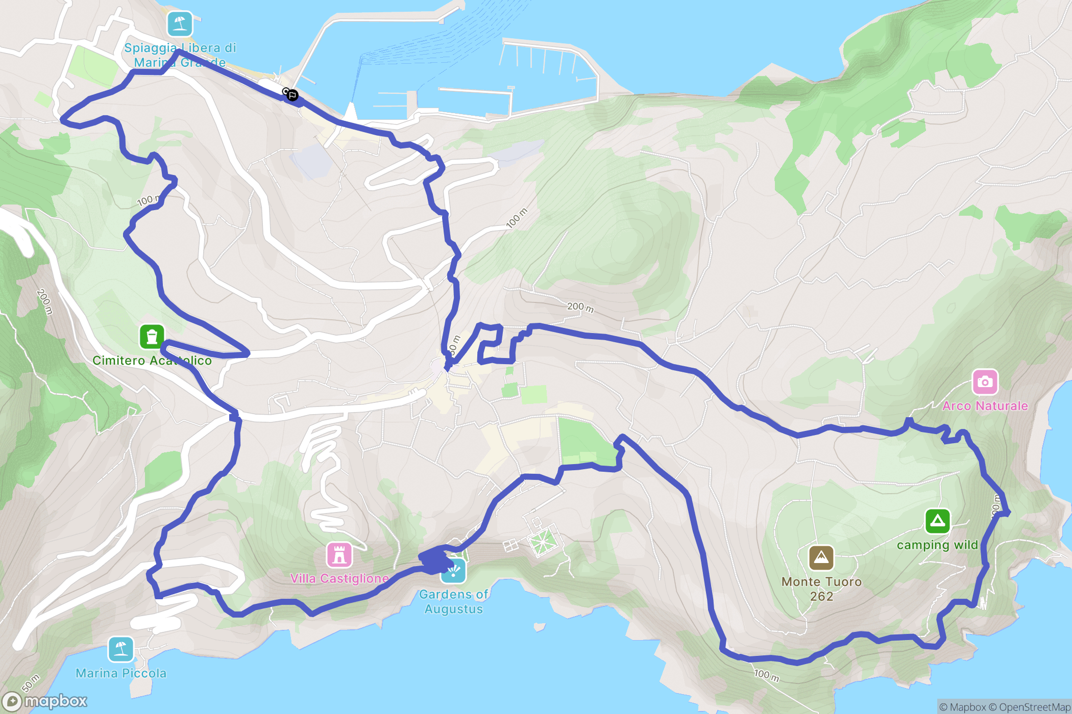 Marina Grande : carte du parcours de randonnée - Italy