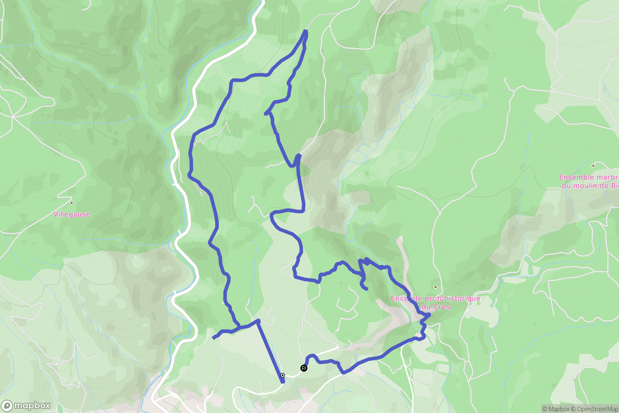 Caunes-Minervois : carte du parcours de randonnée - France