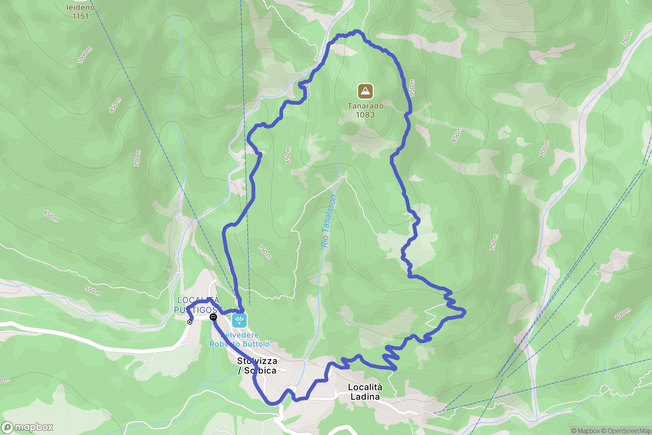 Stolvizza : carte du parcours de randonnée - Italy