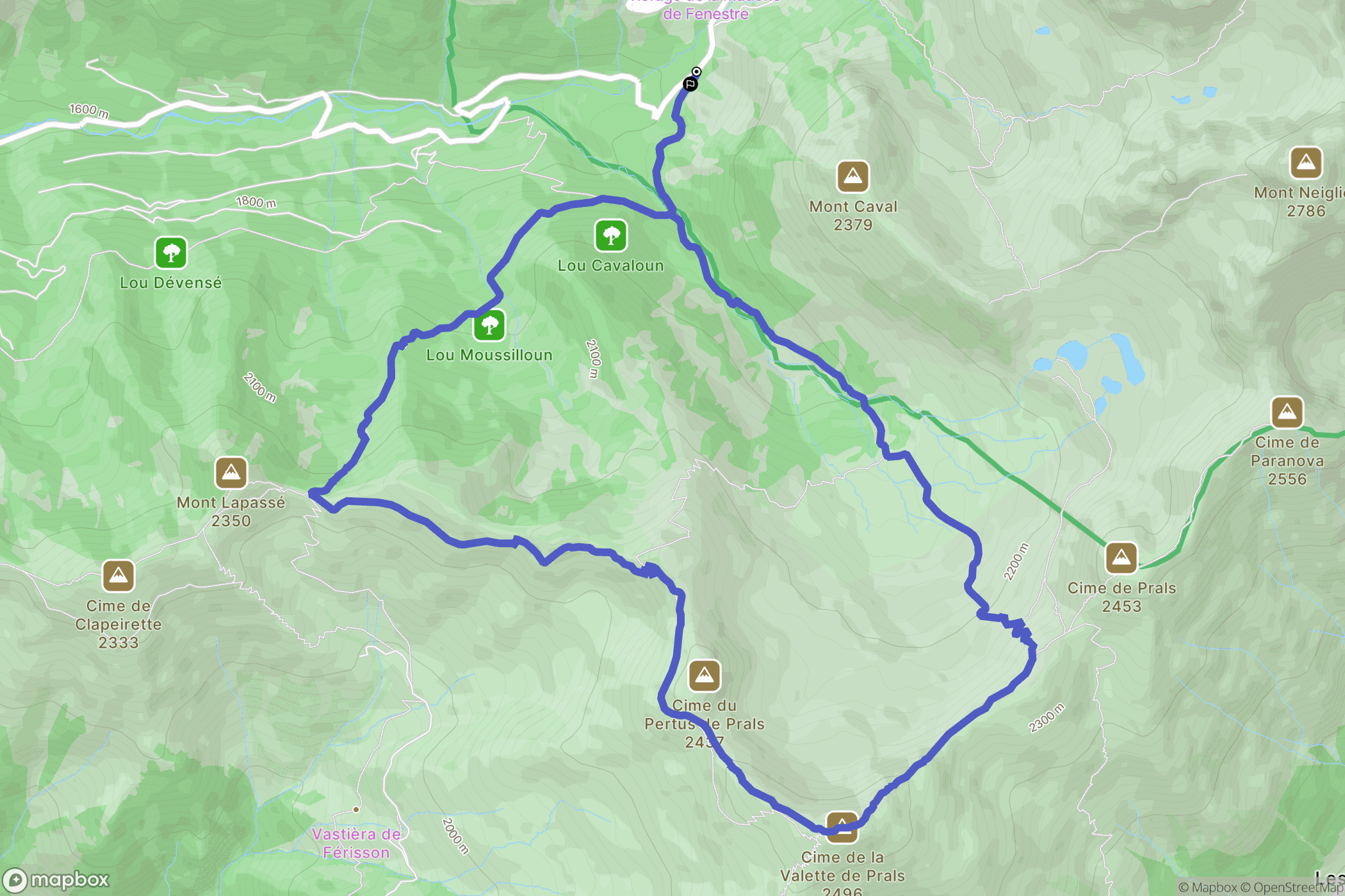 Saint-Martin-Vésubie : carte du parcours de randonnée - France