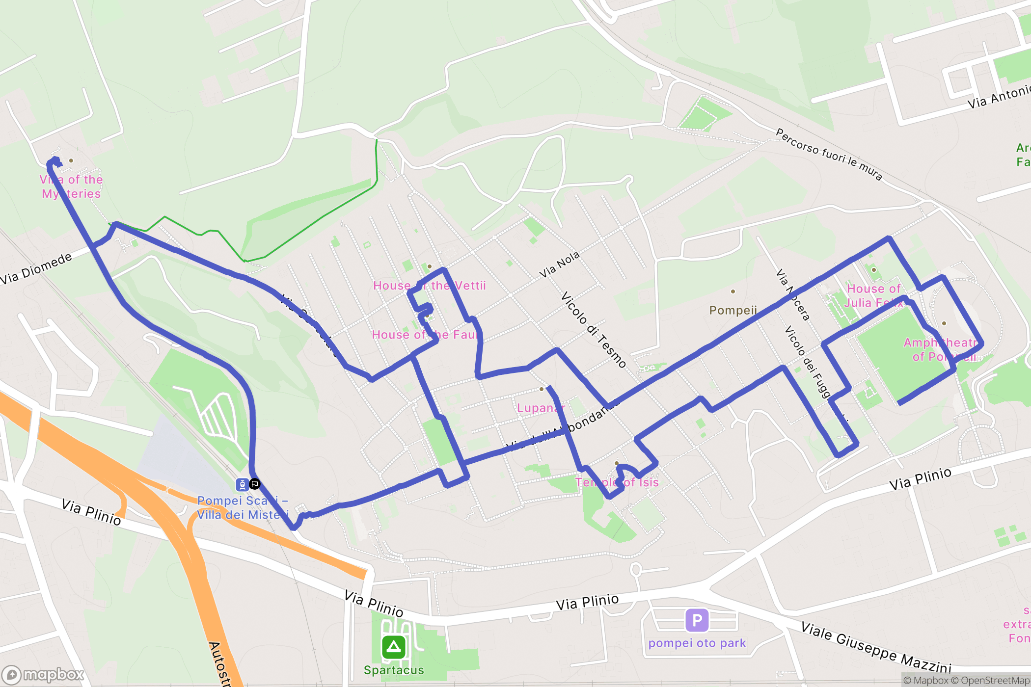 Pompei : carte du parcours de randonnée - Italy