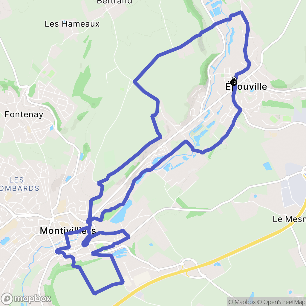 Épouville : carte du parcours de randonnée - France