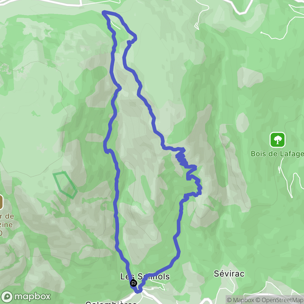 Colombières-sur-Orb : carte du parcours de randonnée - France