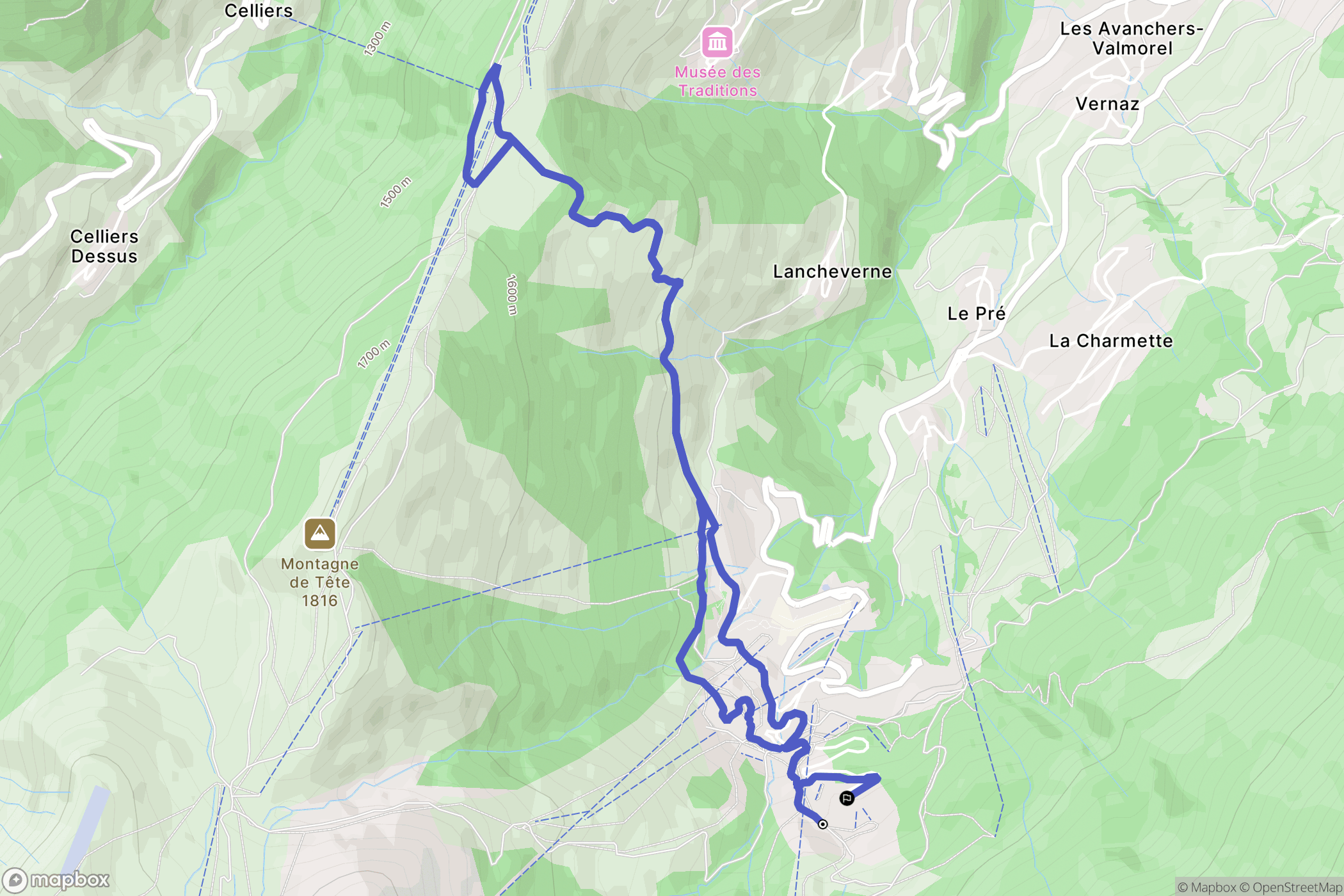 Les Avanchers-Valmorel : carte du parcours de randonnée - France