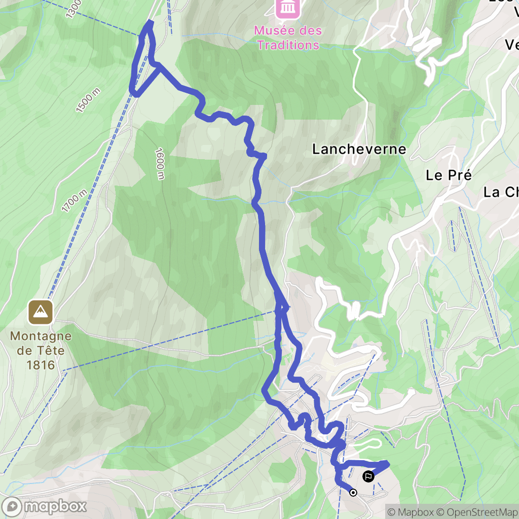 Les Avanchers-Valmorel : carte du parcours de randonnée - France