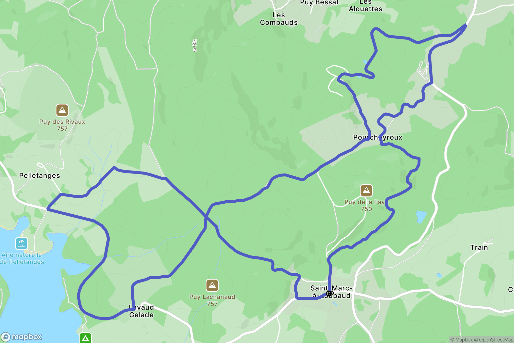 Saint-Marc-à-Loubaud : carte du parcours de randonnée - France