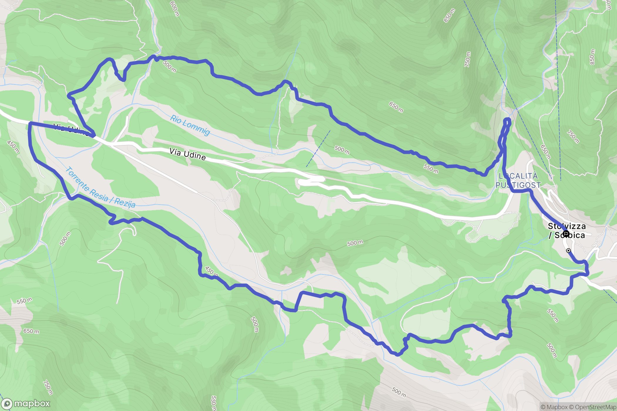 Stolvizza : carte du parcours de randonnée - Italy