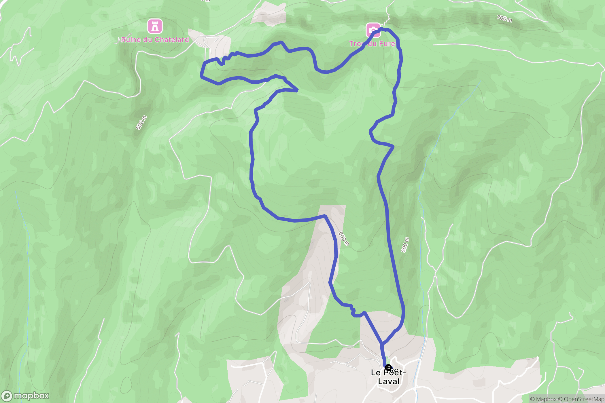 Dieulefit : carte du parcours de randonnée - France