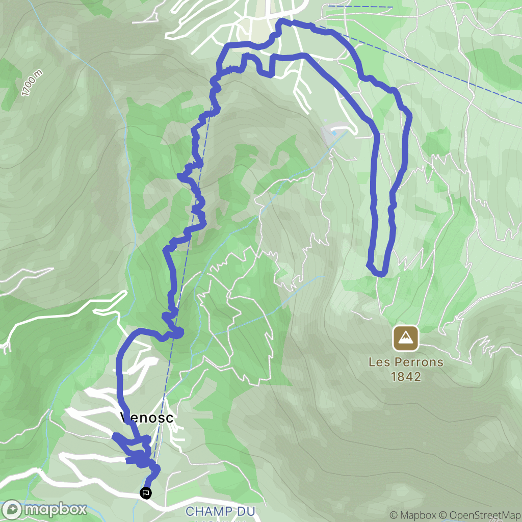 Venosc : carte du parcours de randonnée - France