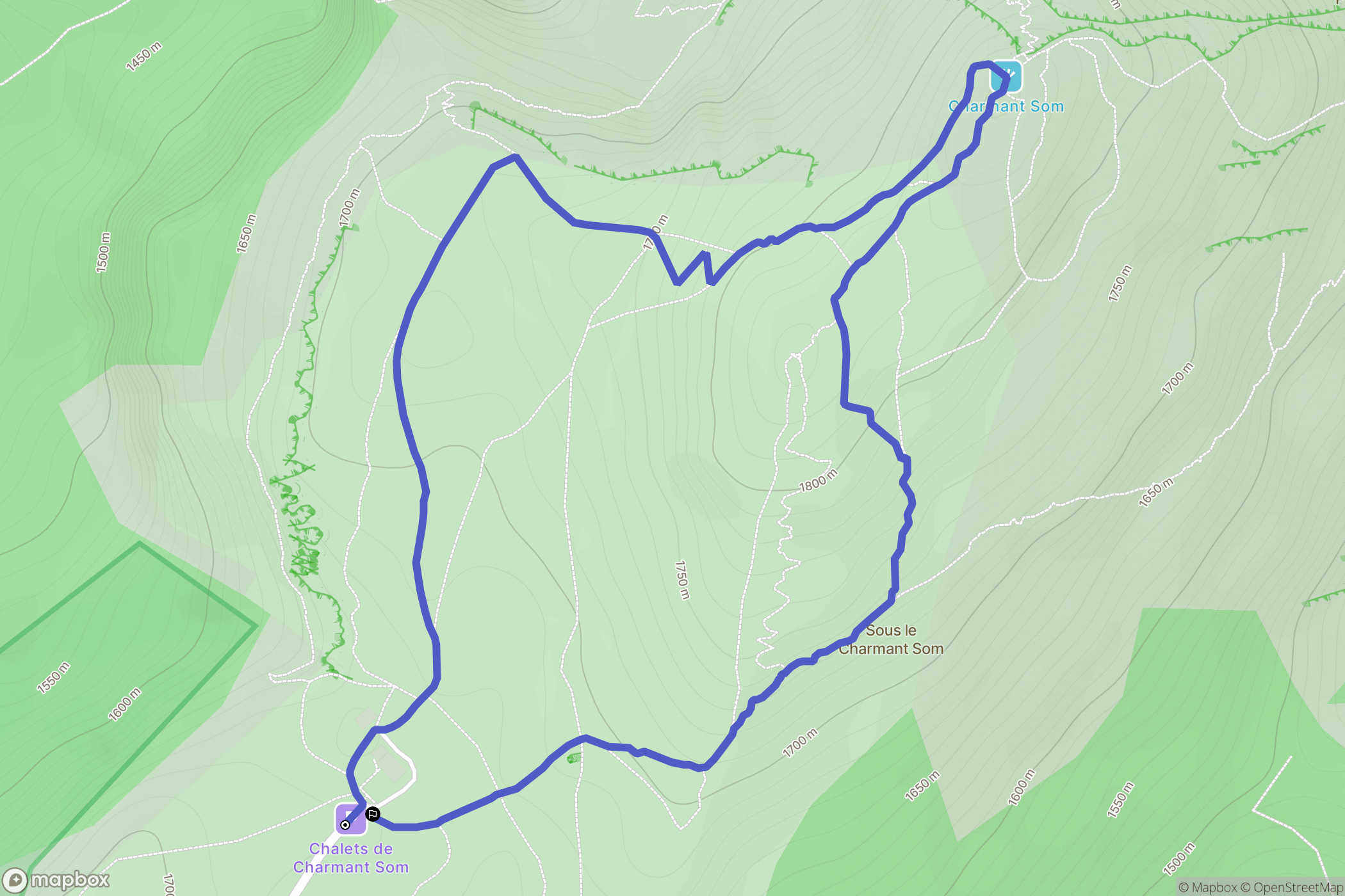 Le Sappey-en-Chartreuse : carte du parcours de randonnée - France