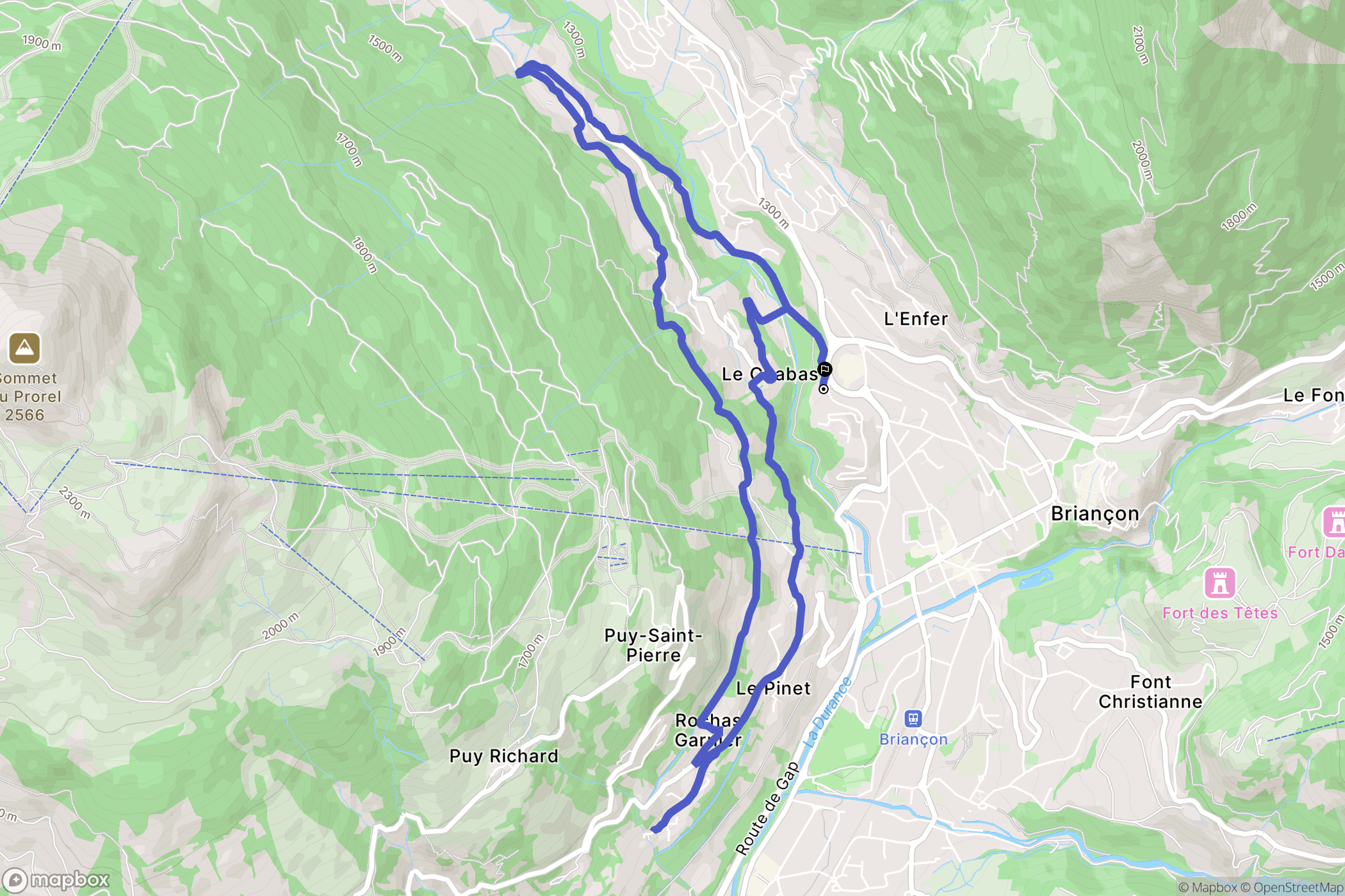 Briançon : carte du parcours de randonnée - France