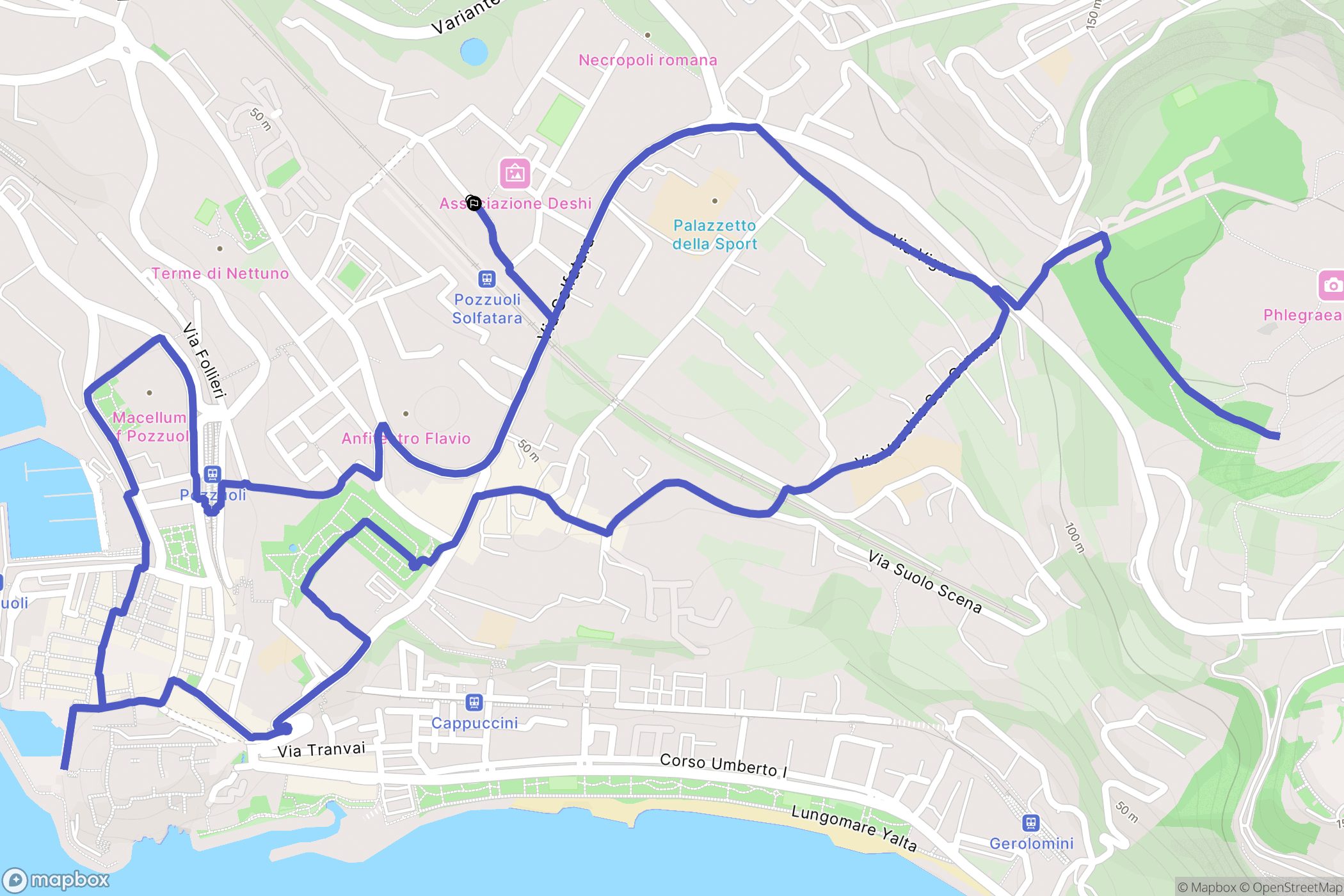 Pozzuoli : carte du parcours de randonnée - Italy
