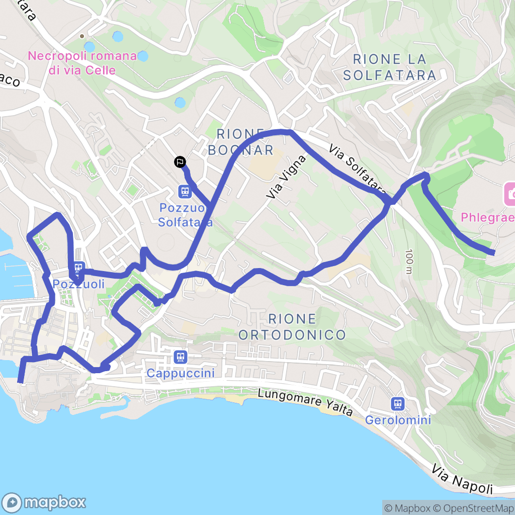 Pozzuoli : carte du parcours de randonnée - Italy