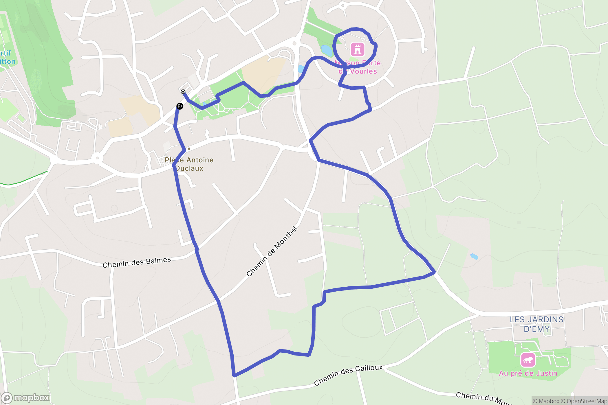 Vourles : carte du parcours de randonnée - France
