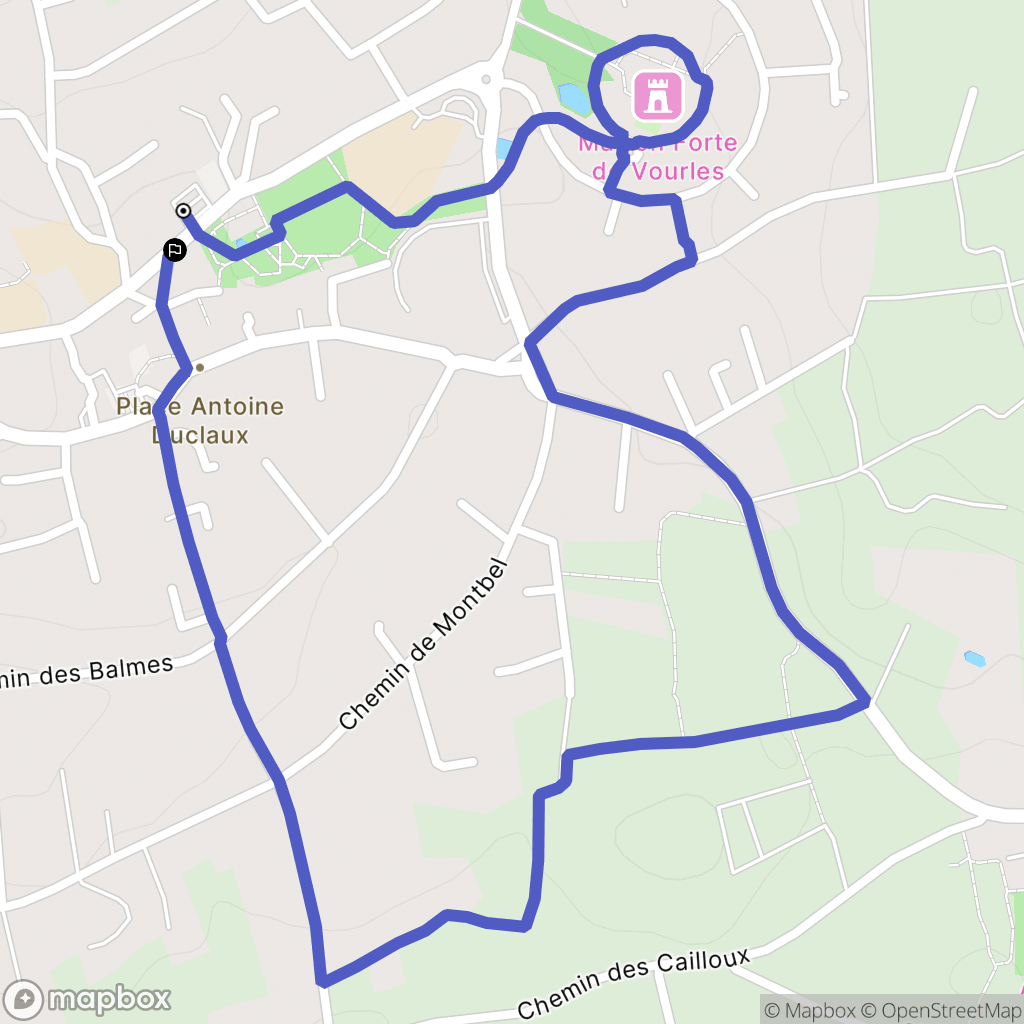 Vourles : carte du parcours de randonnée - France