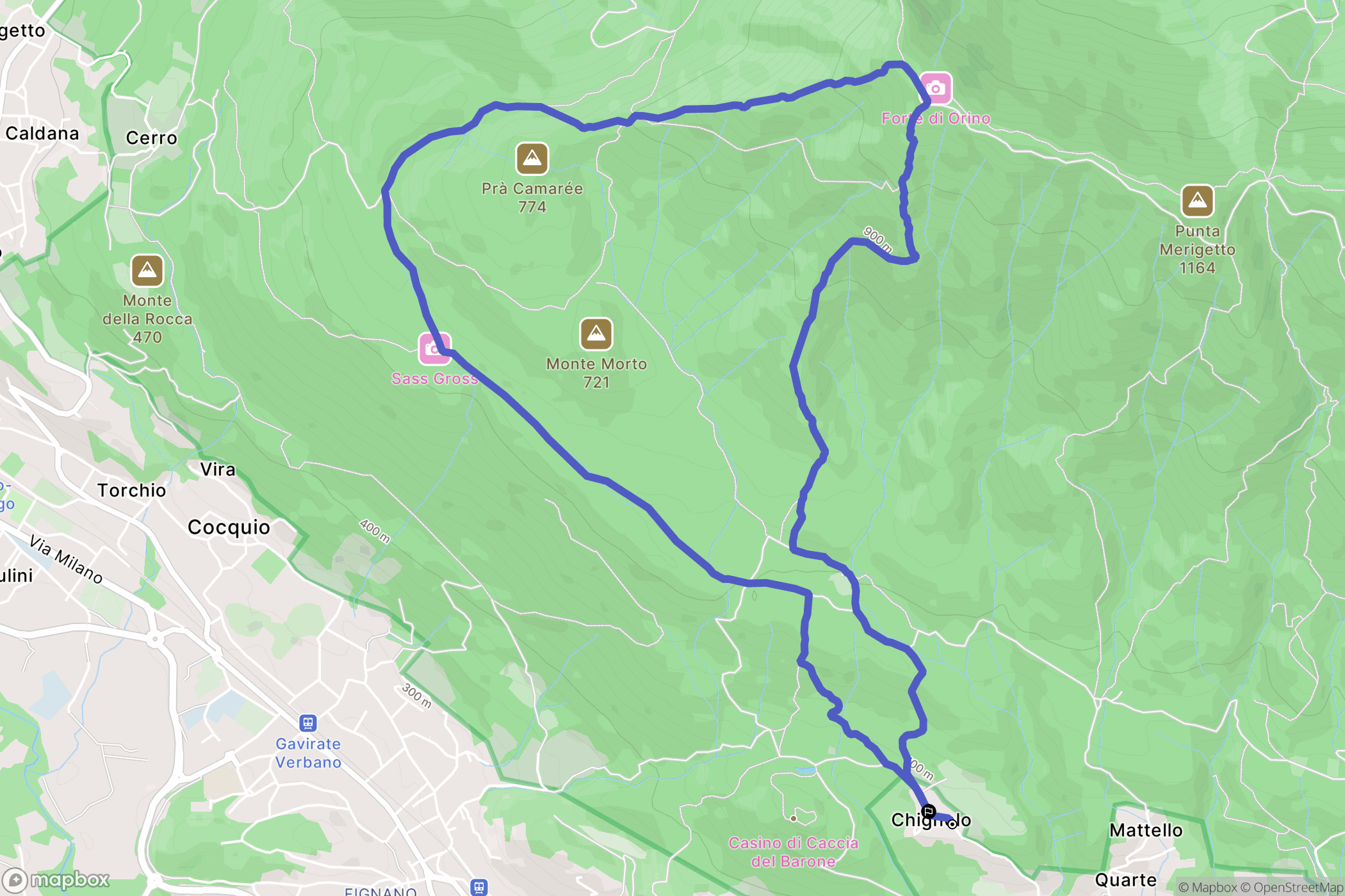 Comerio : carte du parcours de randonnée - Italy