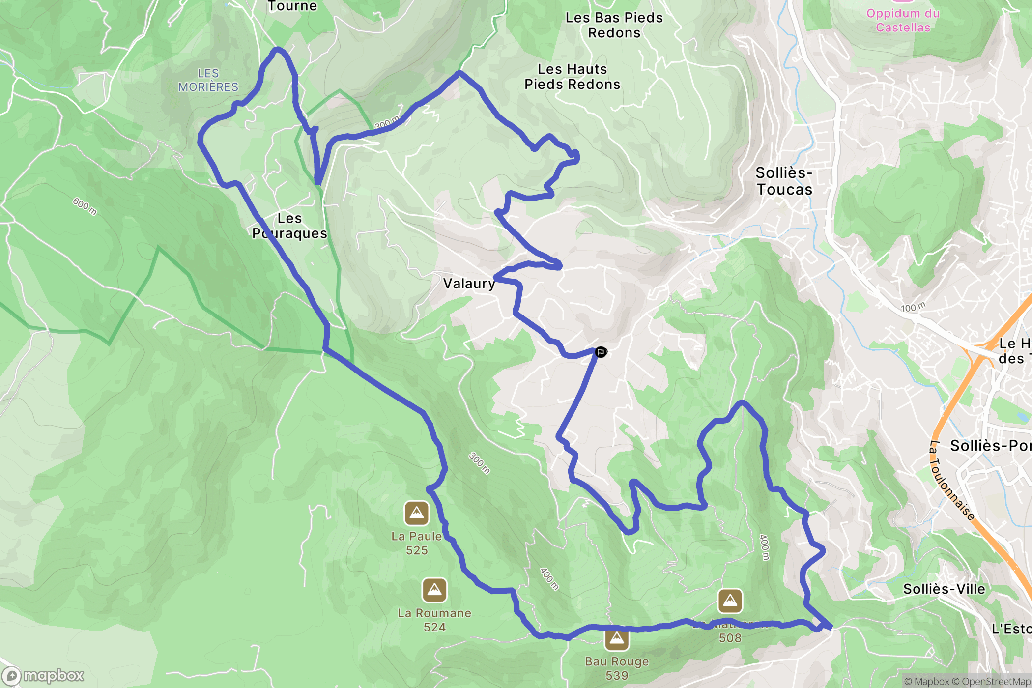 Solliès-Toucas : carte du parcours de randonnée - France