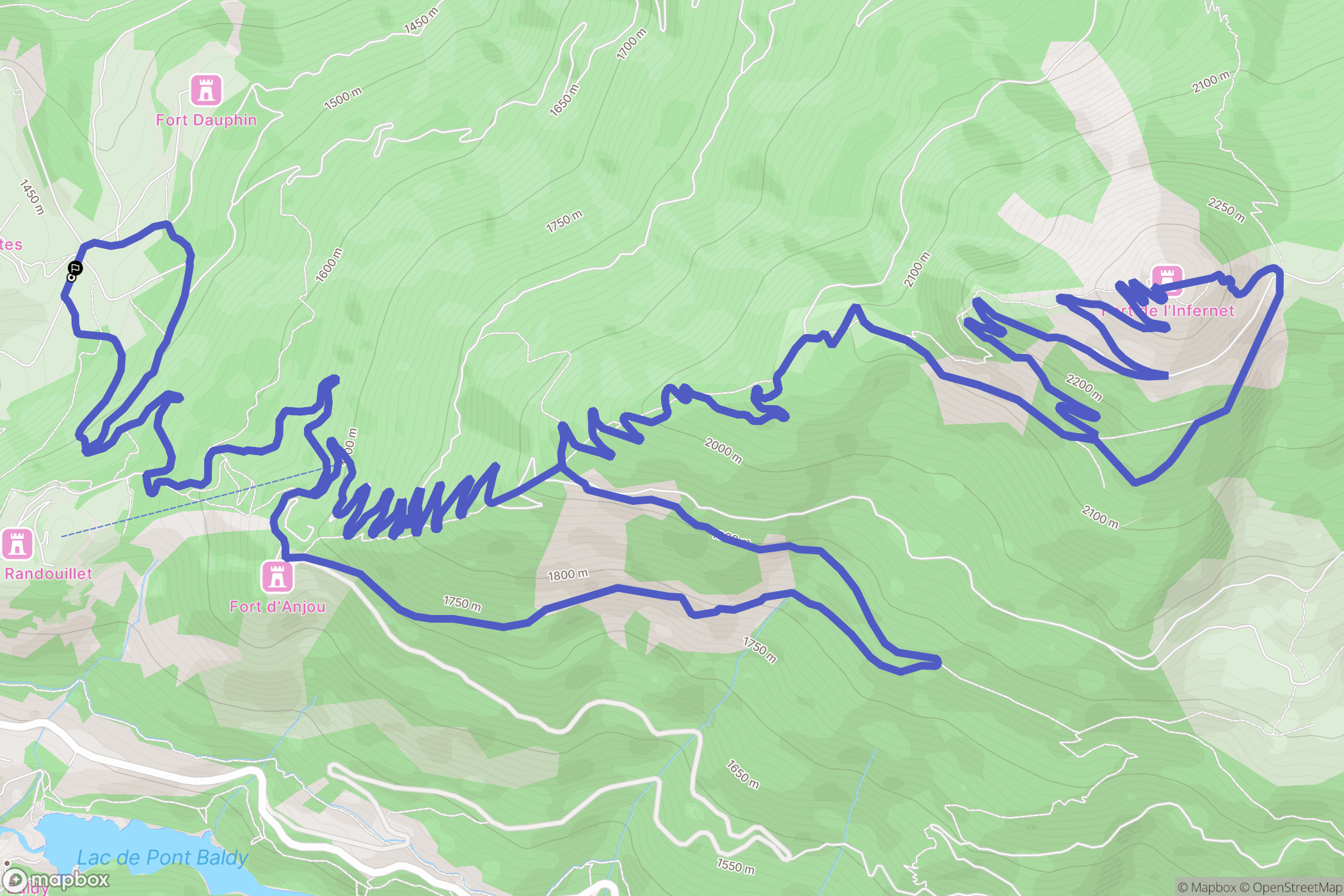 Briançon : carte du parcours de randonnée - France