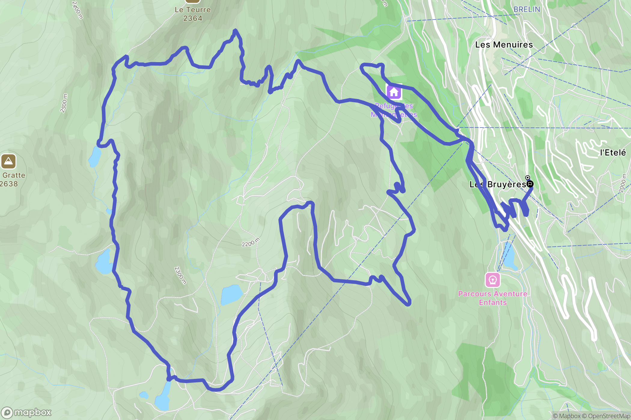 Les Menuires : carte du parcours de randonnée - France
