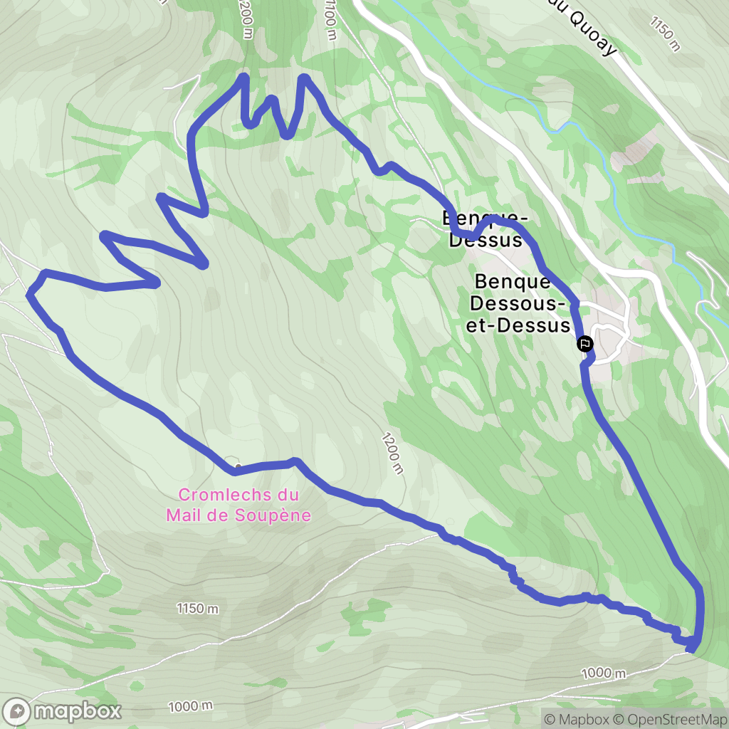 Benque, Bagnère de Luchon : carte du parcours de randonnée - France