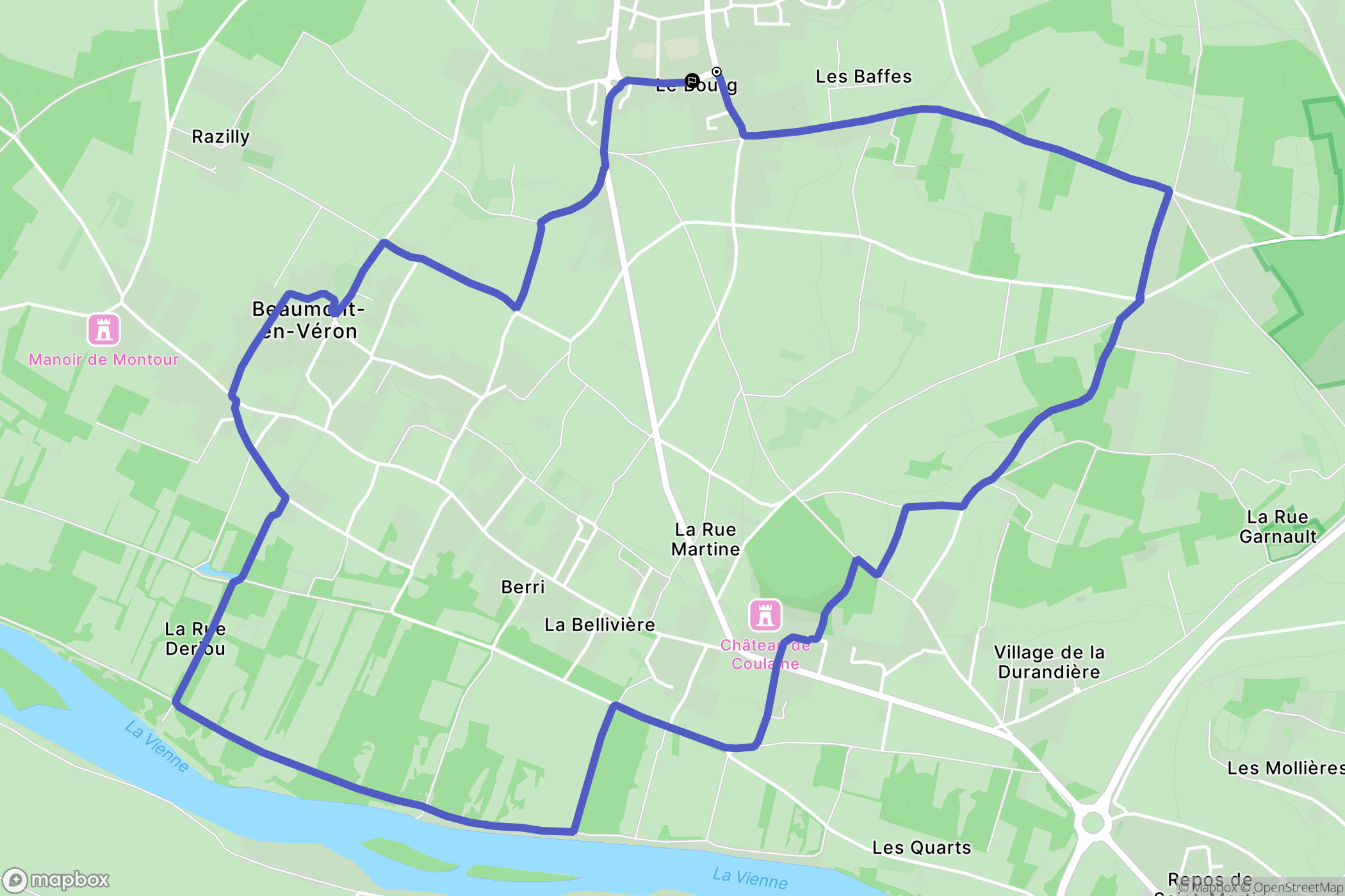 Beaumont-en-Véron : carte du parcours de randonnée - France
