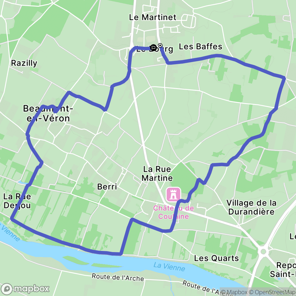 Beaumont-en-Véron : carte du parcours de randonnée - France