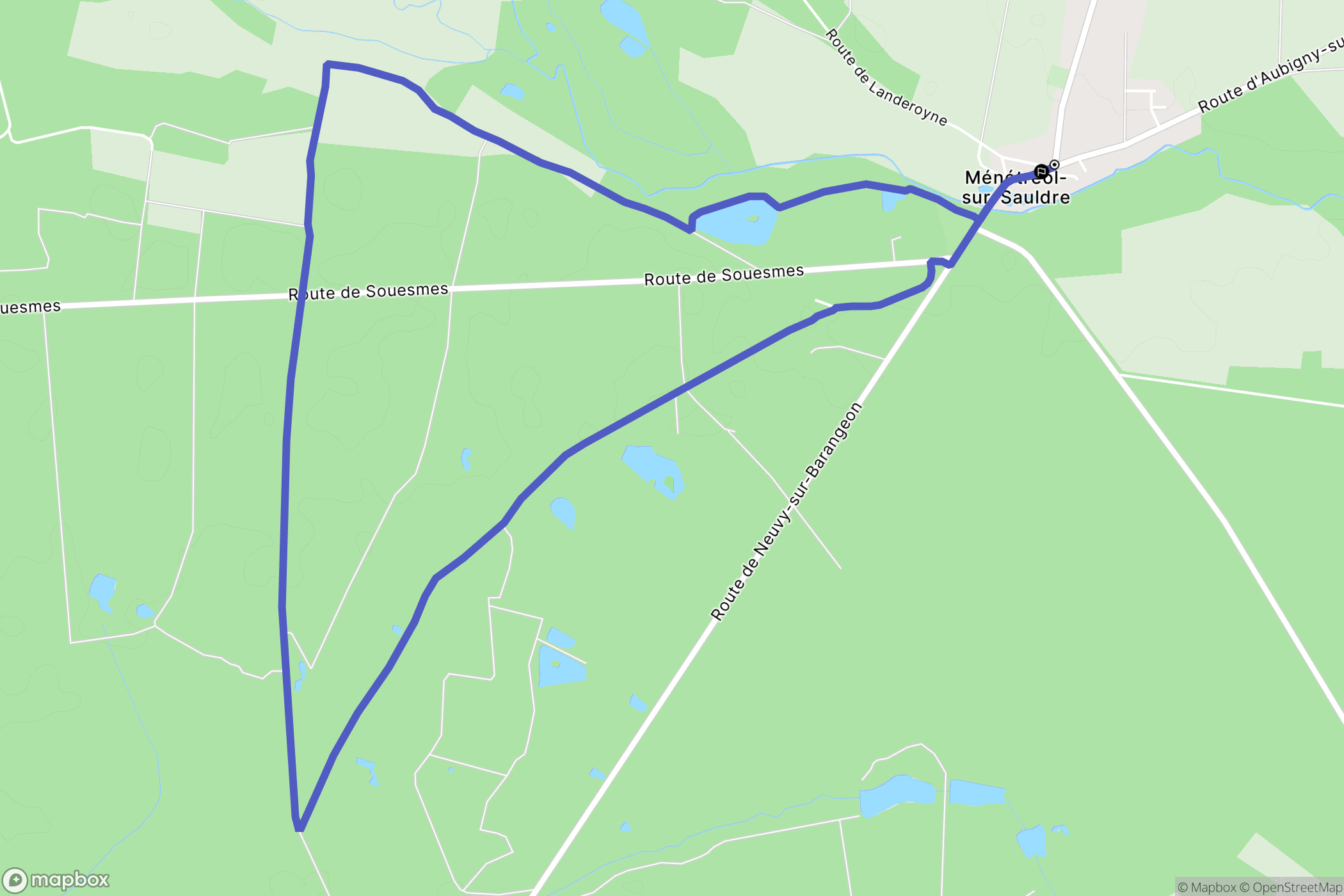 Ménétréol-sur-Sauldre : carte du parcours de randonnée - France