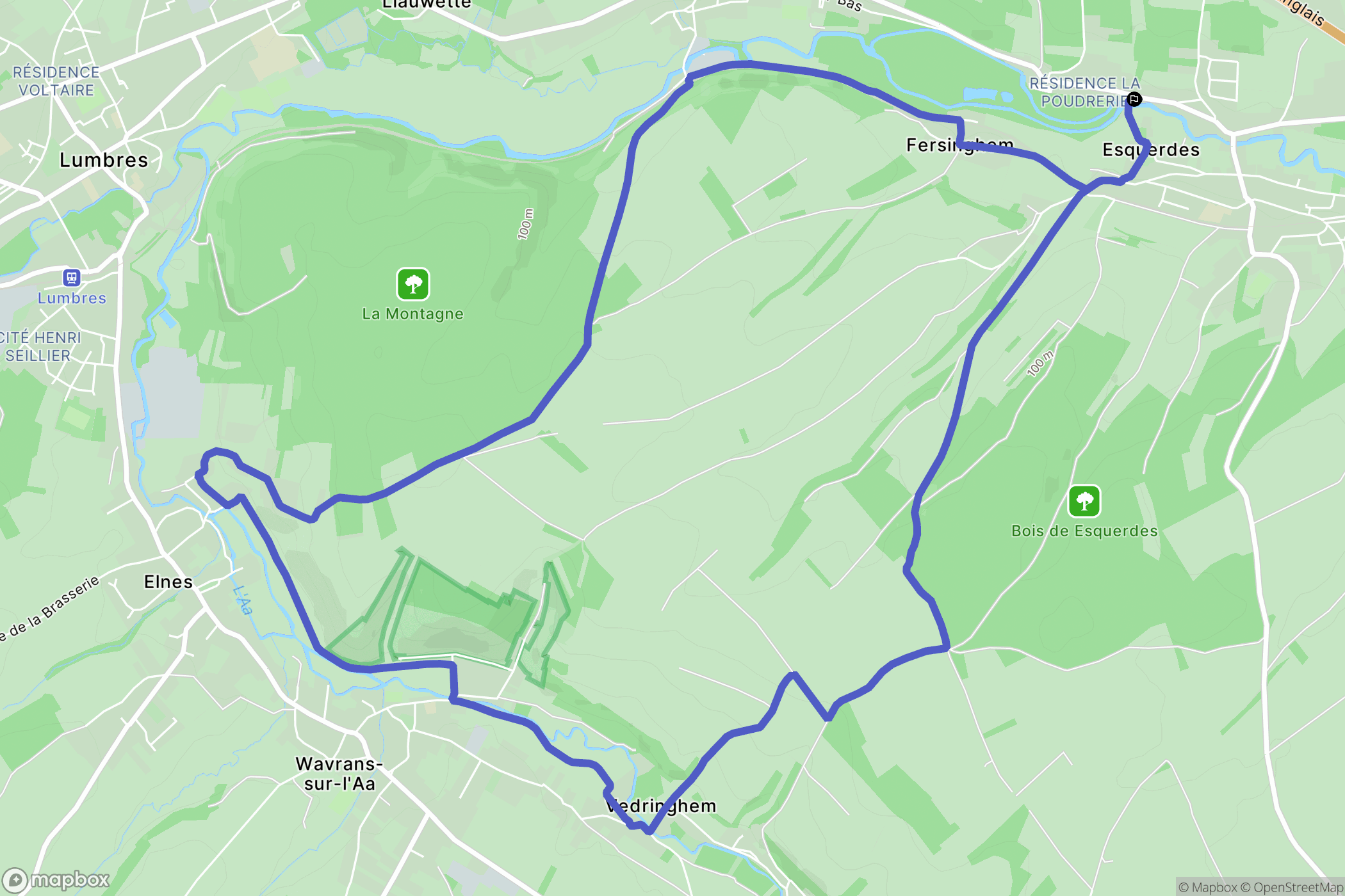 Esquerdes : carte du parcours de randonnée - France