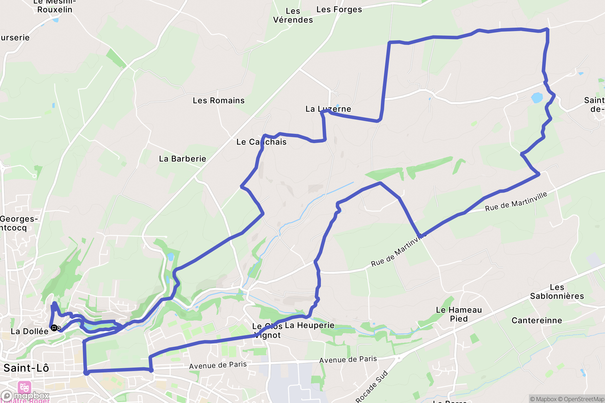 Saint-Lô : carte du parcours de randonnée - France