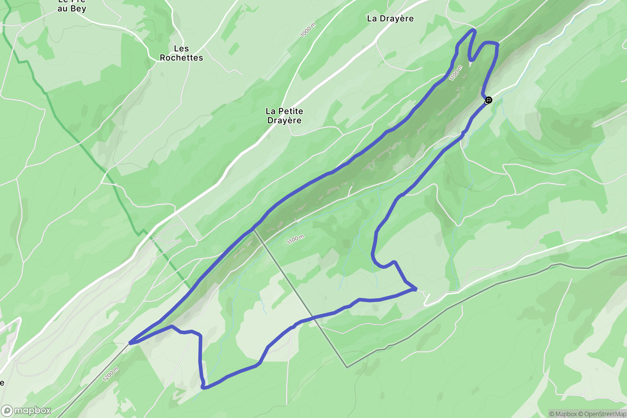 Les Gras : carte du parcours de randonnée - France