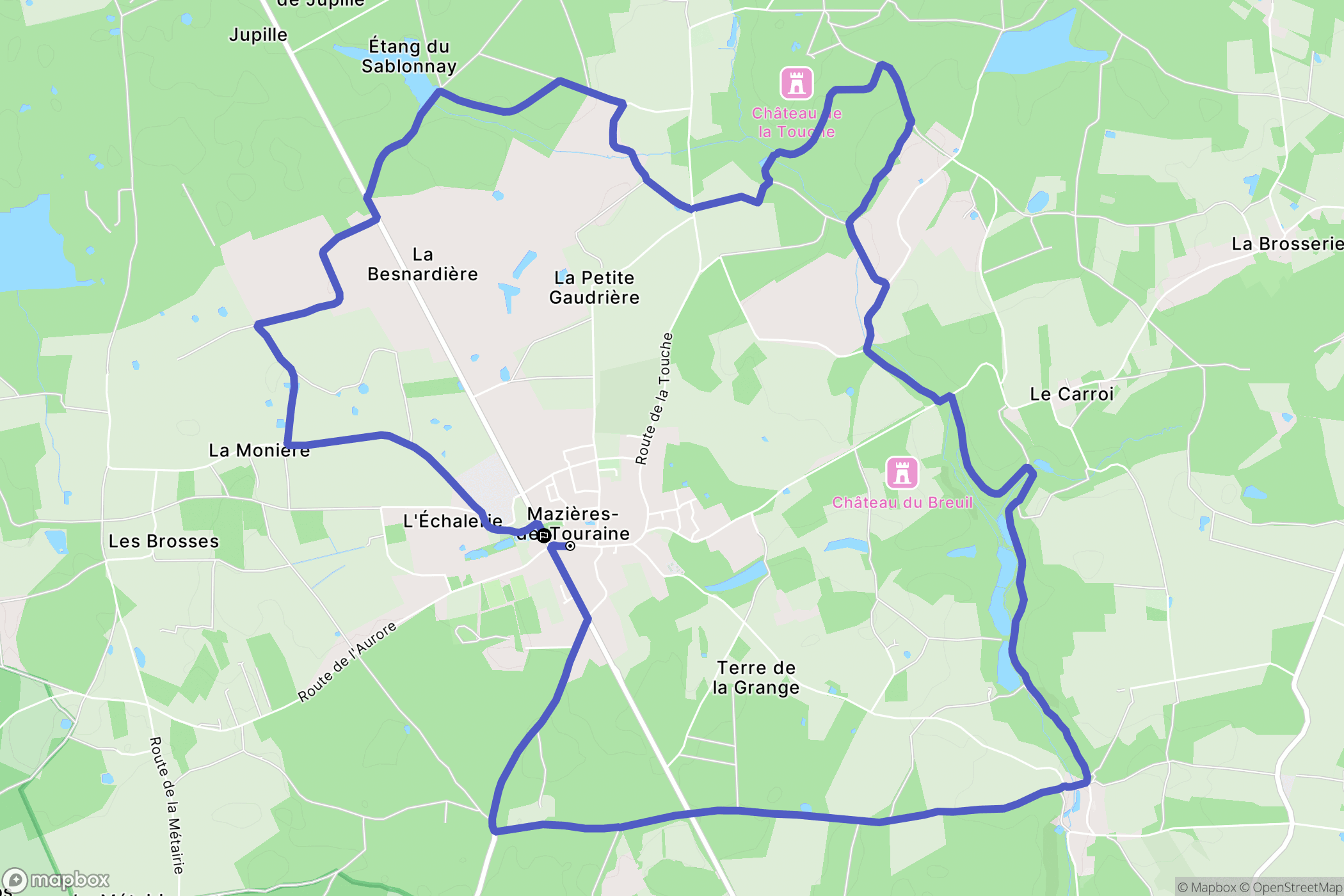 Mazières-de-Touraine : carte du parcours de randonnée - France