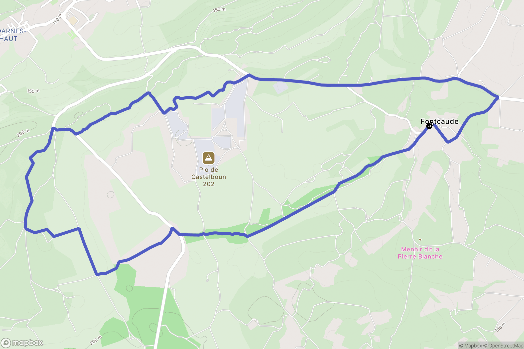 Cazedames : carte du parcours de randonnée - France