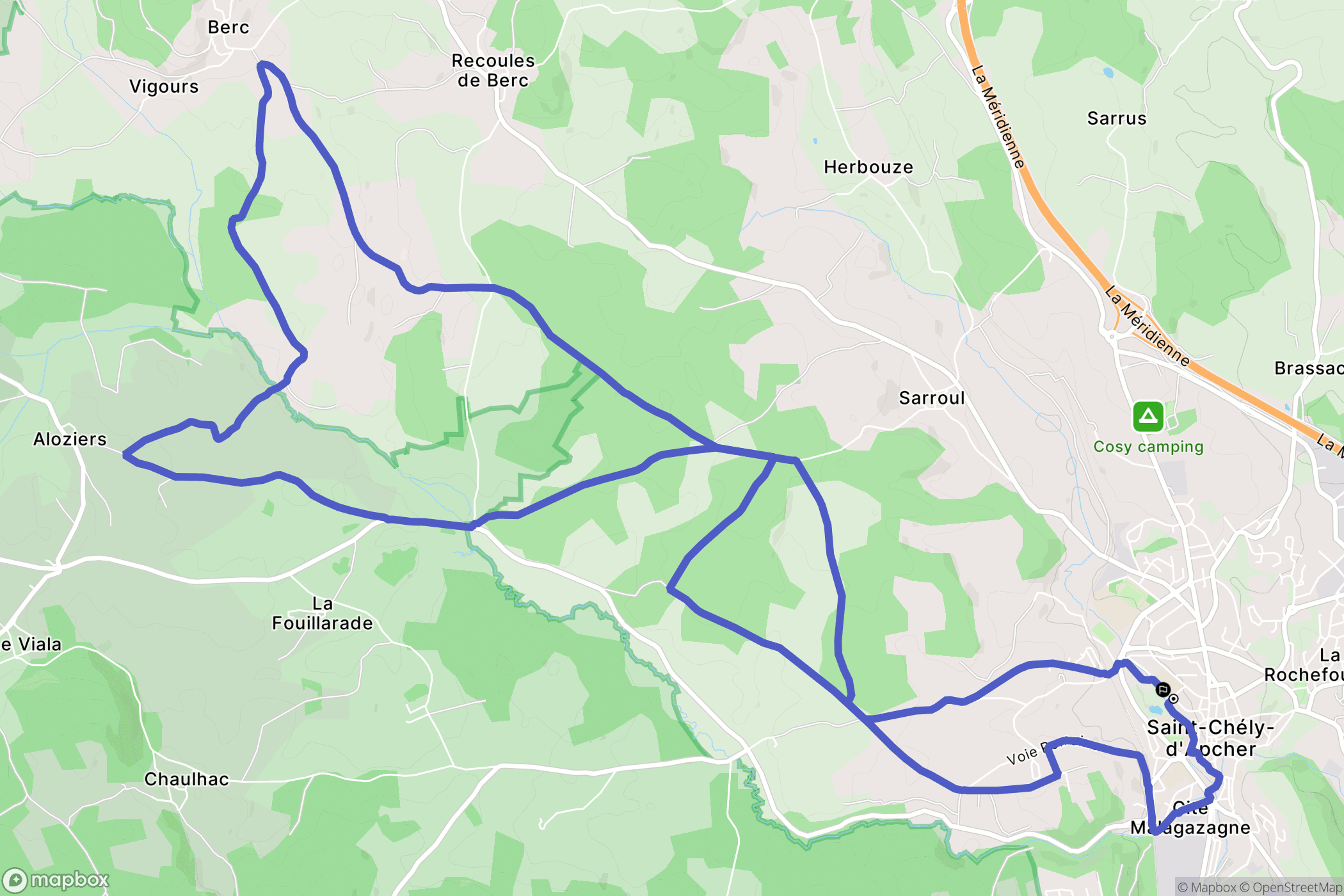 Saint-Chély-d'Apcher : carte du parcours de randonnée - France