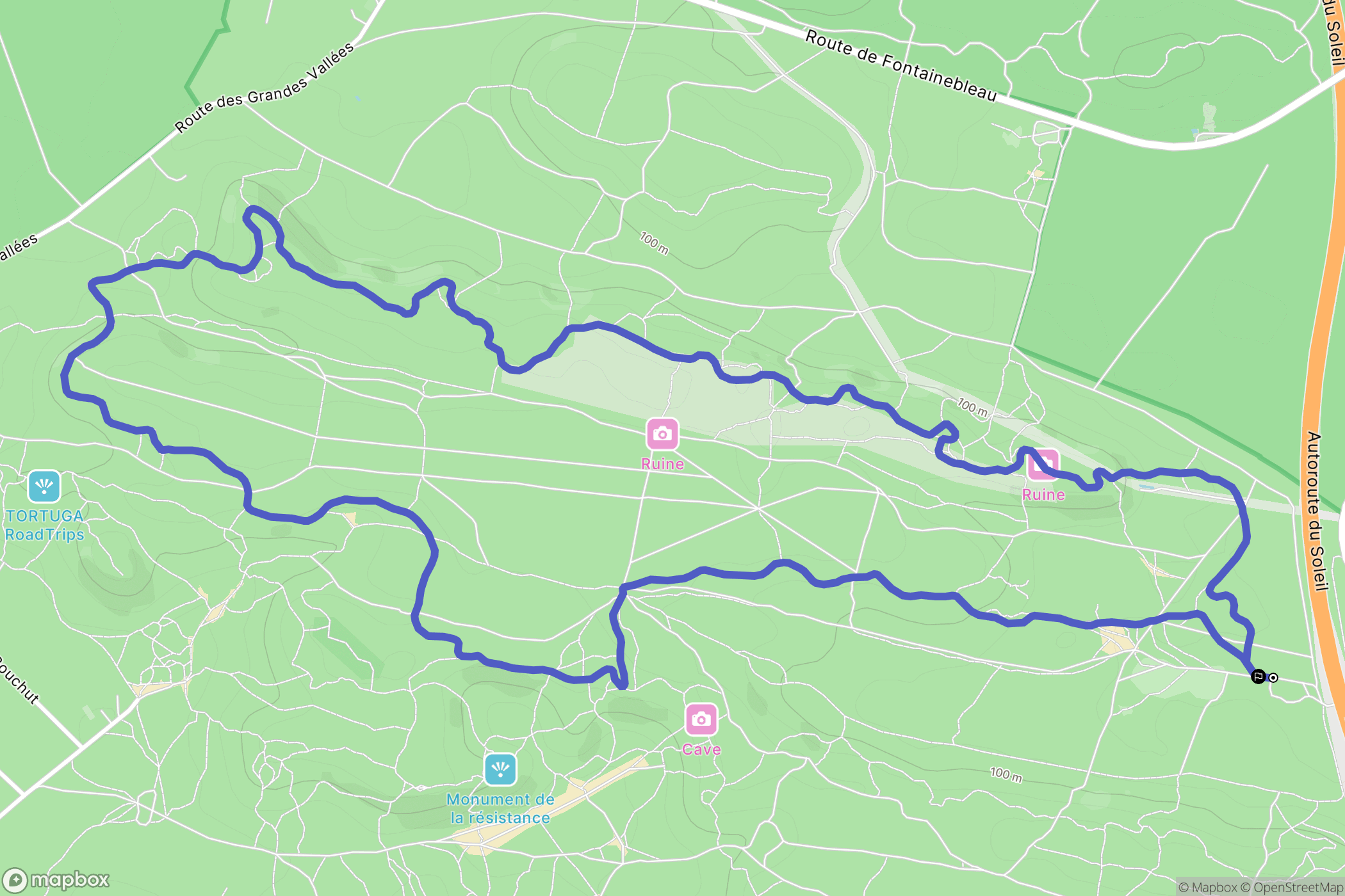 Noisy-sur-École : carte du parcours de randonnée - France