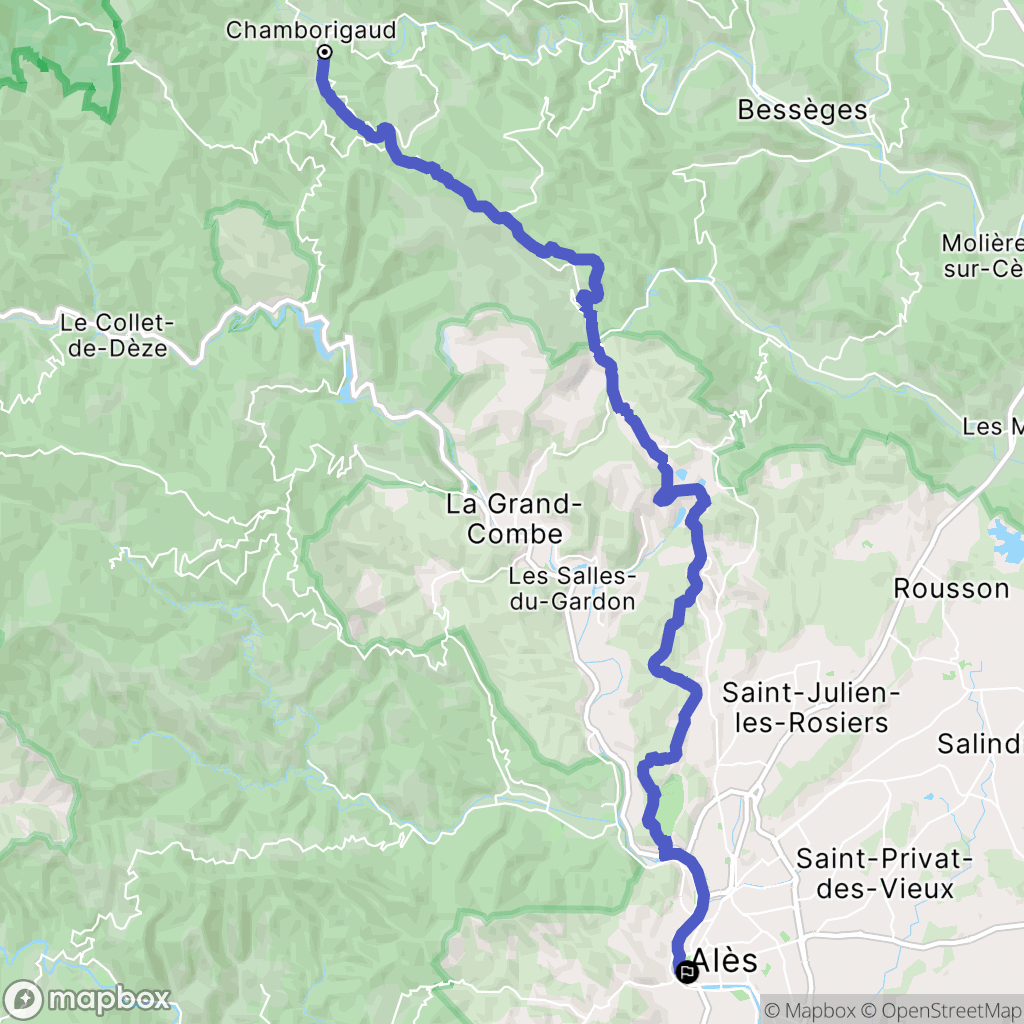 Chamborigaud : carte du parcours de randonnée - France