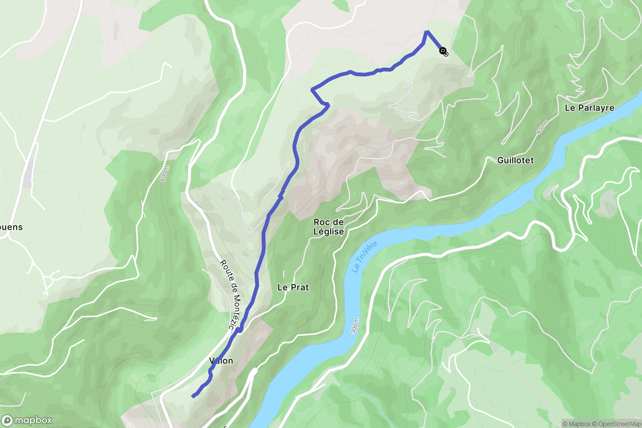 Fraysse : carte du parcours de randonnée - France