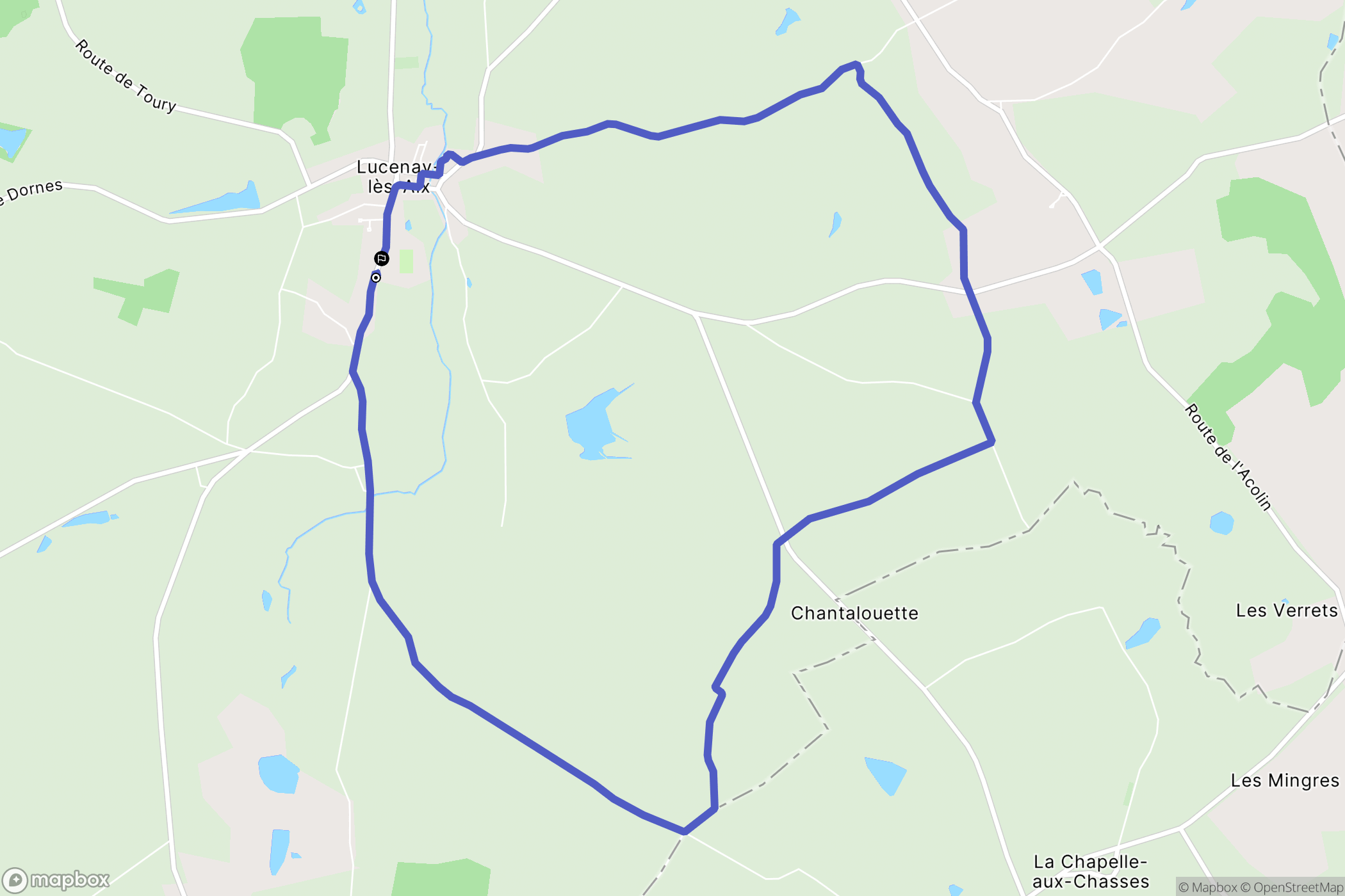 Lucenay-lès-Aix : carte du parcours de randonnée - France