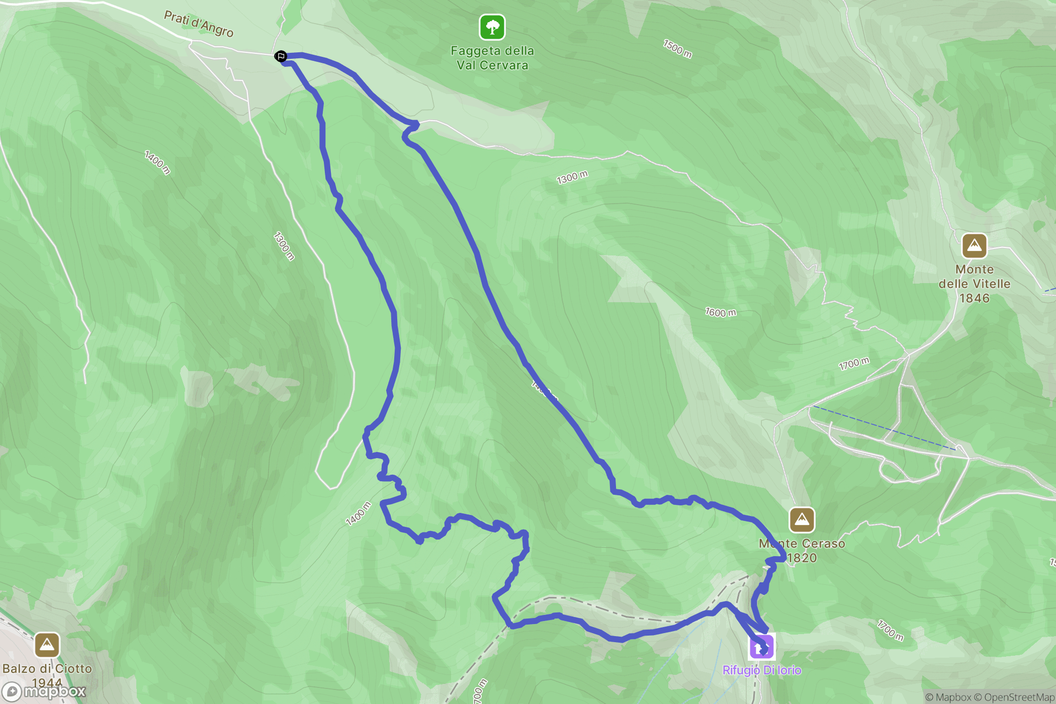  : carte du parcours de randonnée - Italy