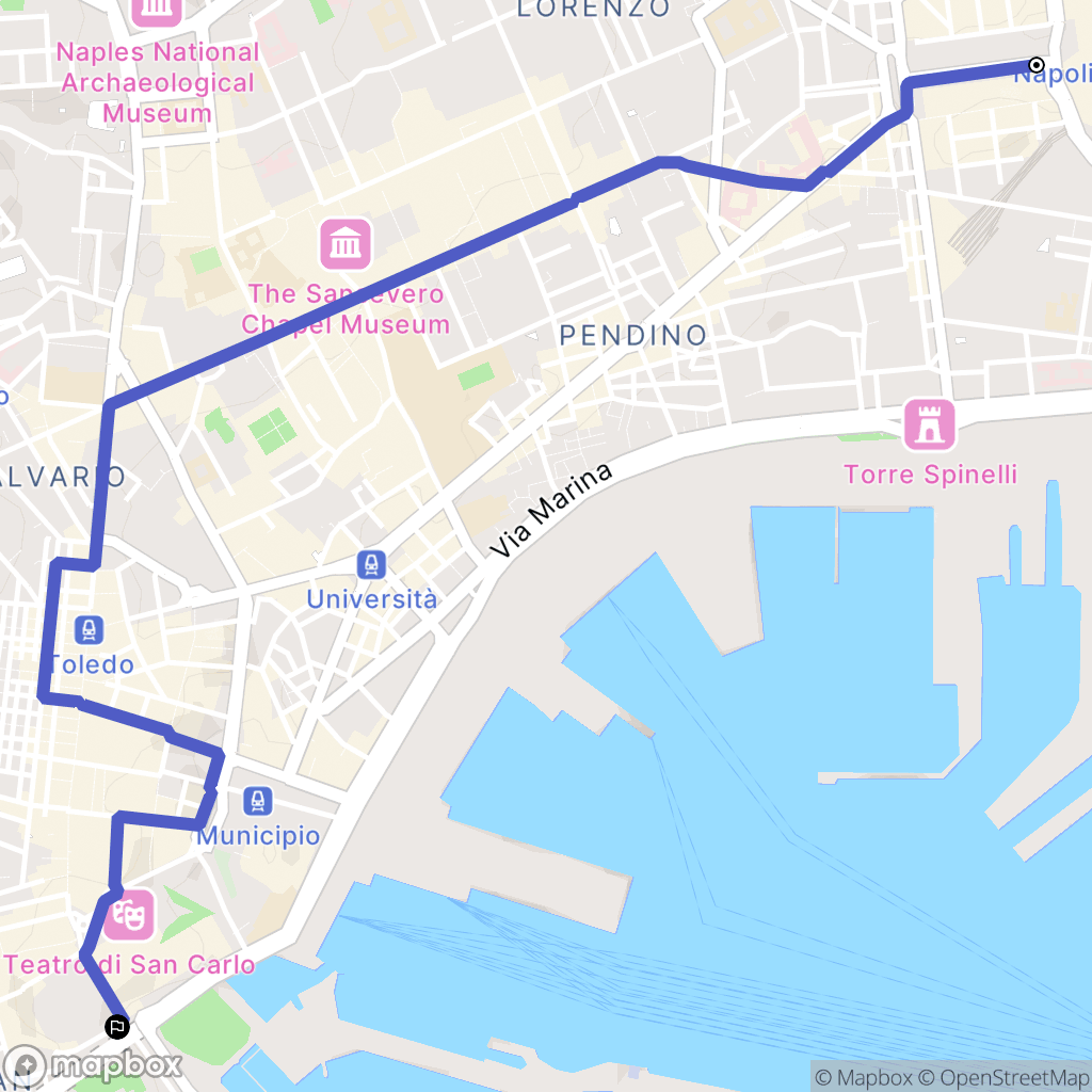 Napoli : carte du parcours de randonnée - Italy