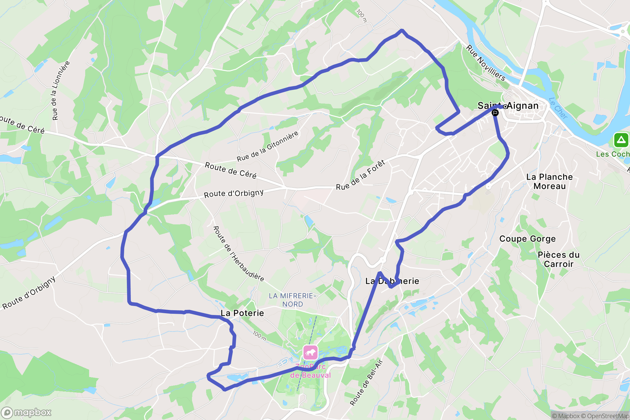 Saint-Aignan : carte du parcours de randonnée - France