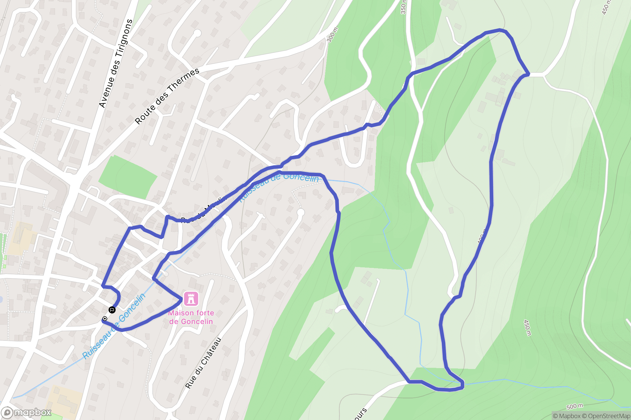 Goncelin : carte du parcours de randonnée - France