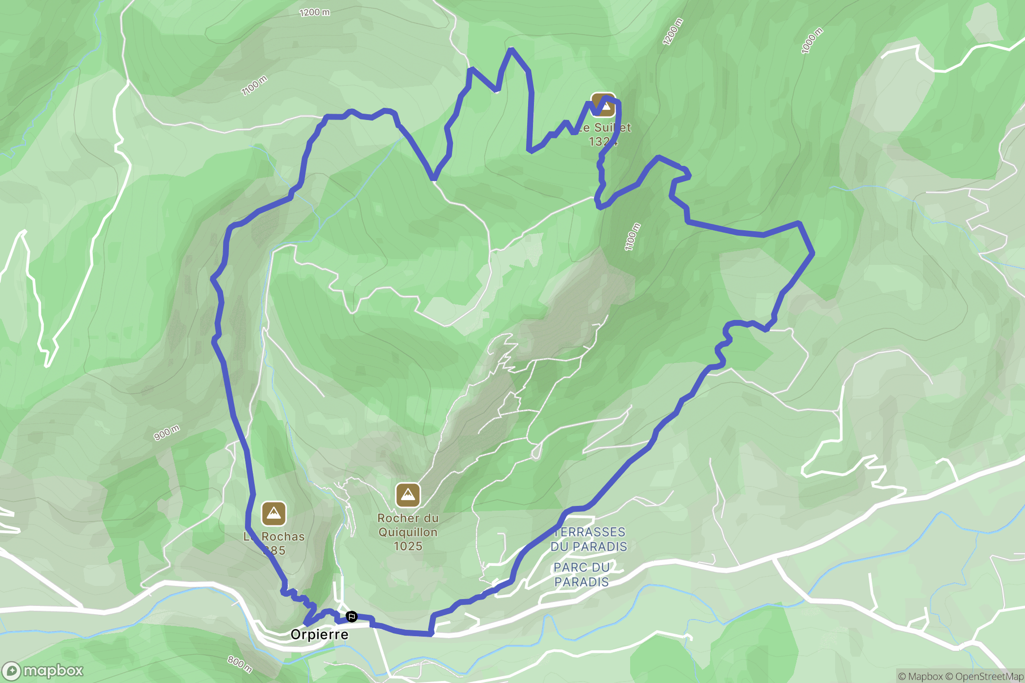 Orpierre : carte du parcours de randonnée - France