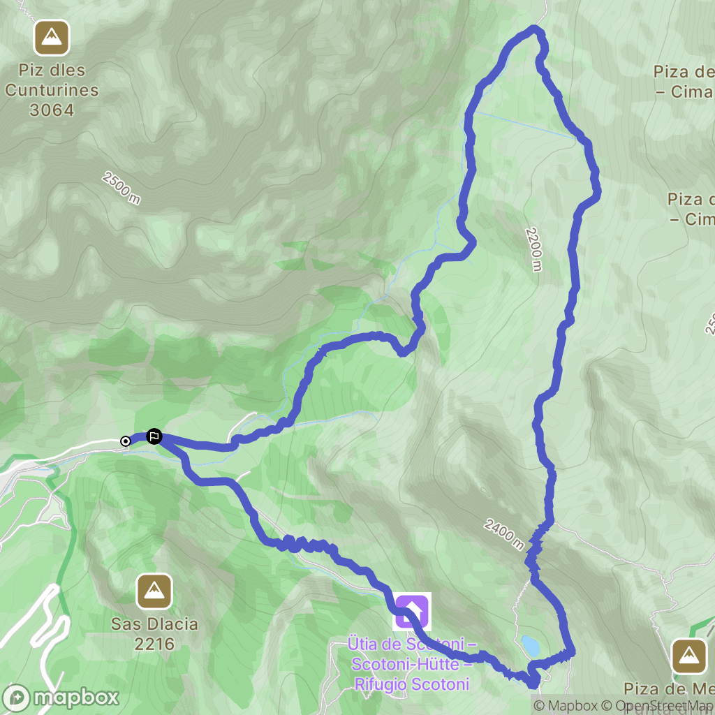 San Cassiano : carte du parcours de randonnée - Italy