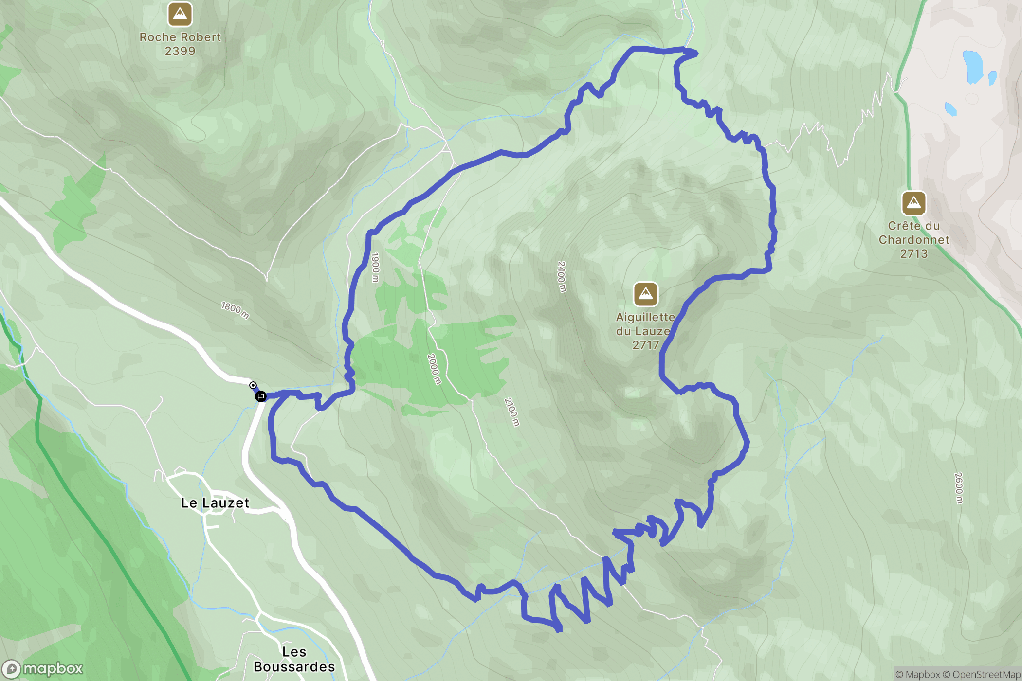 Le Lauzet : carte du parcours de randonnée - France