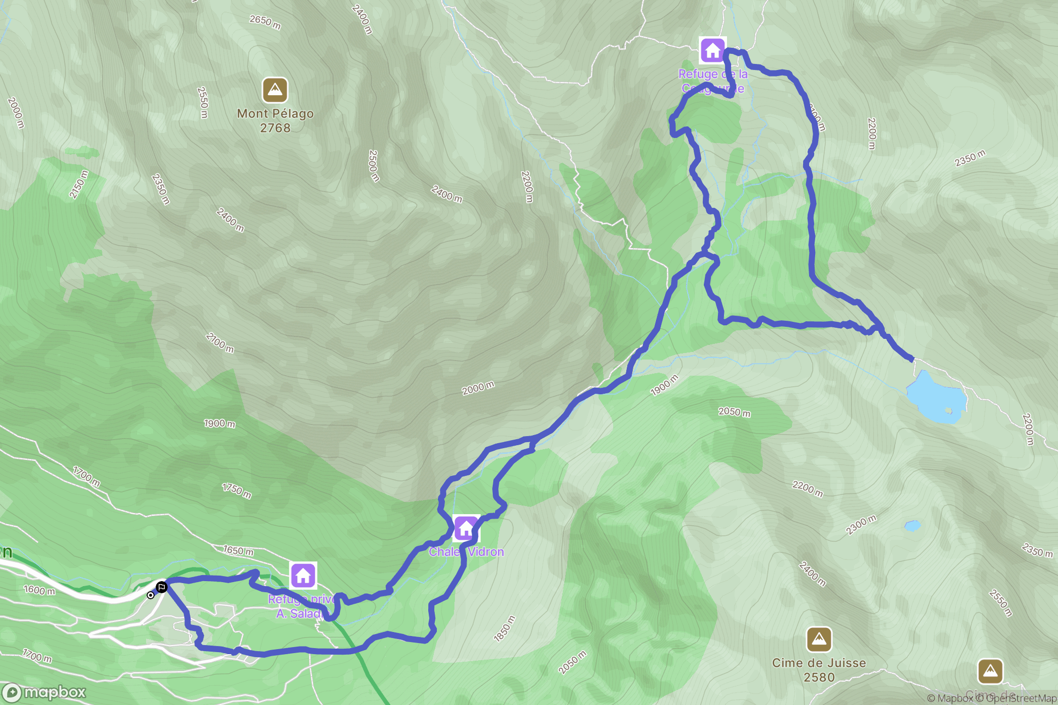 Saint-Martin-Vésubie : carte du parcours de randonnée - France