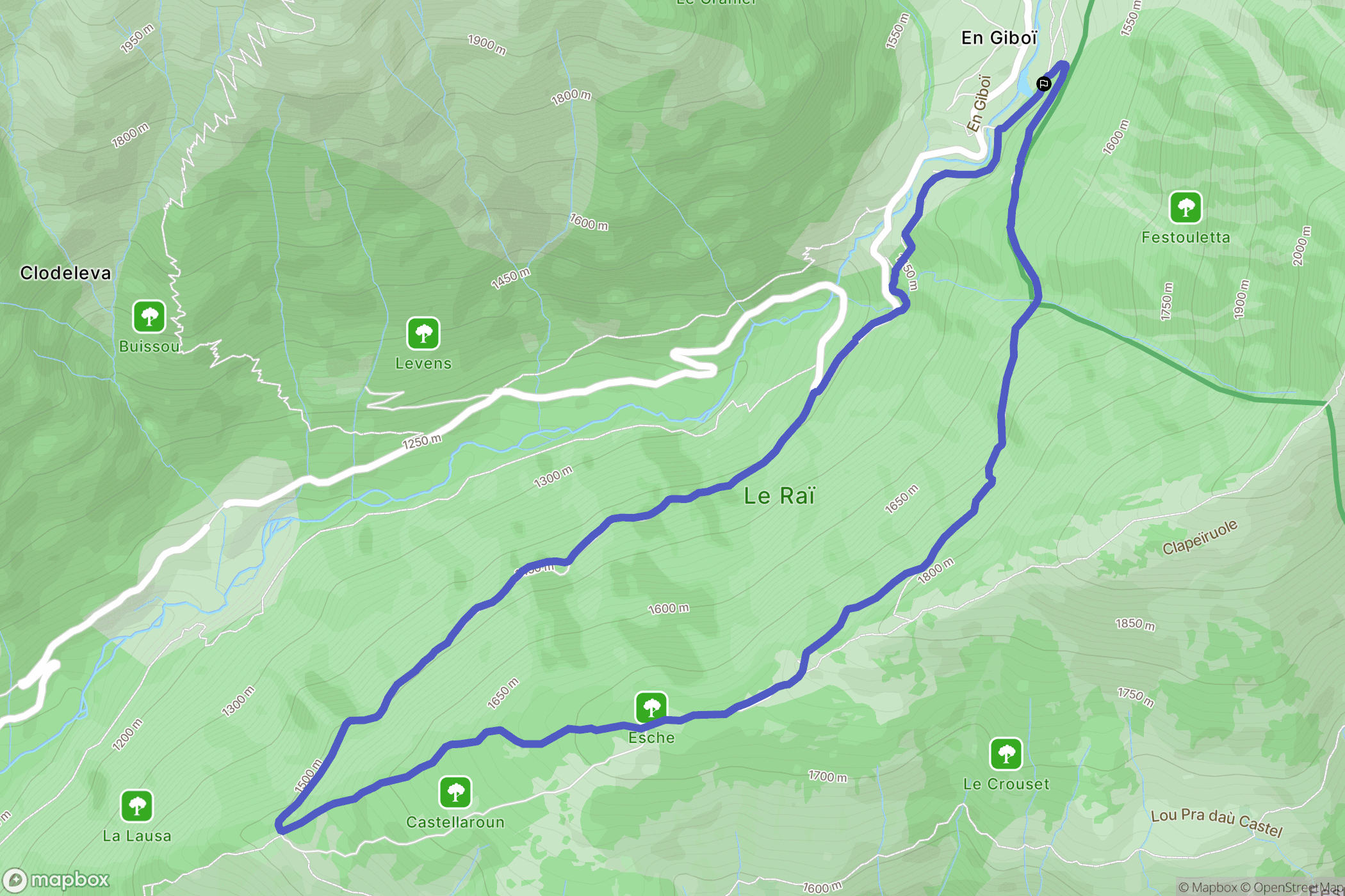 Engiboi,Saint-Grat : carte du parcours de randonnée - France