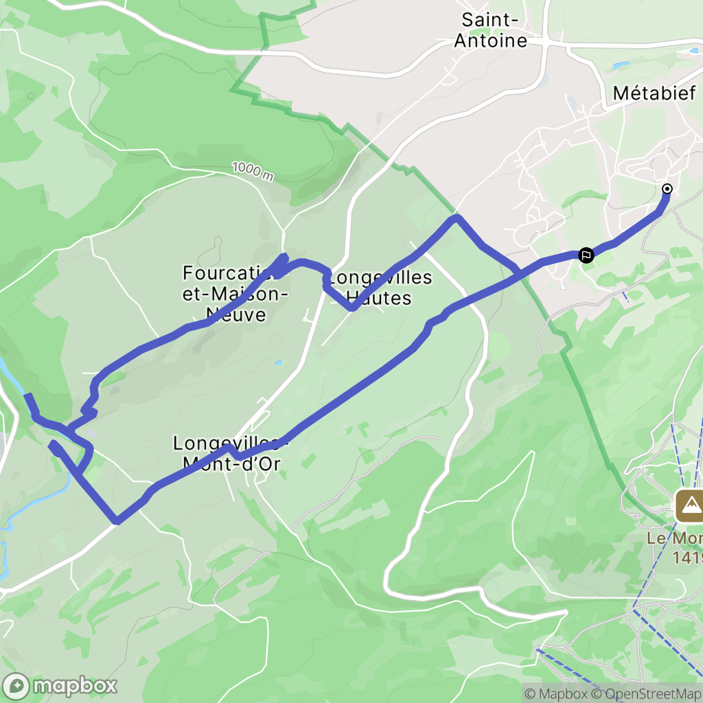 Métabief : carte du parcours de randonnée - France